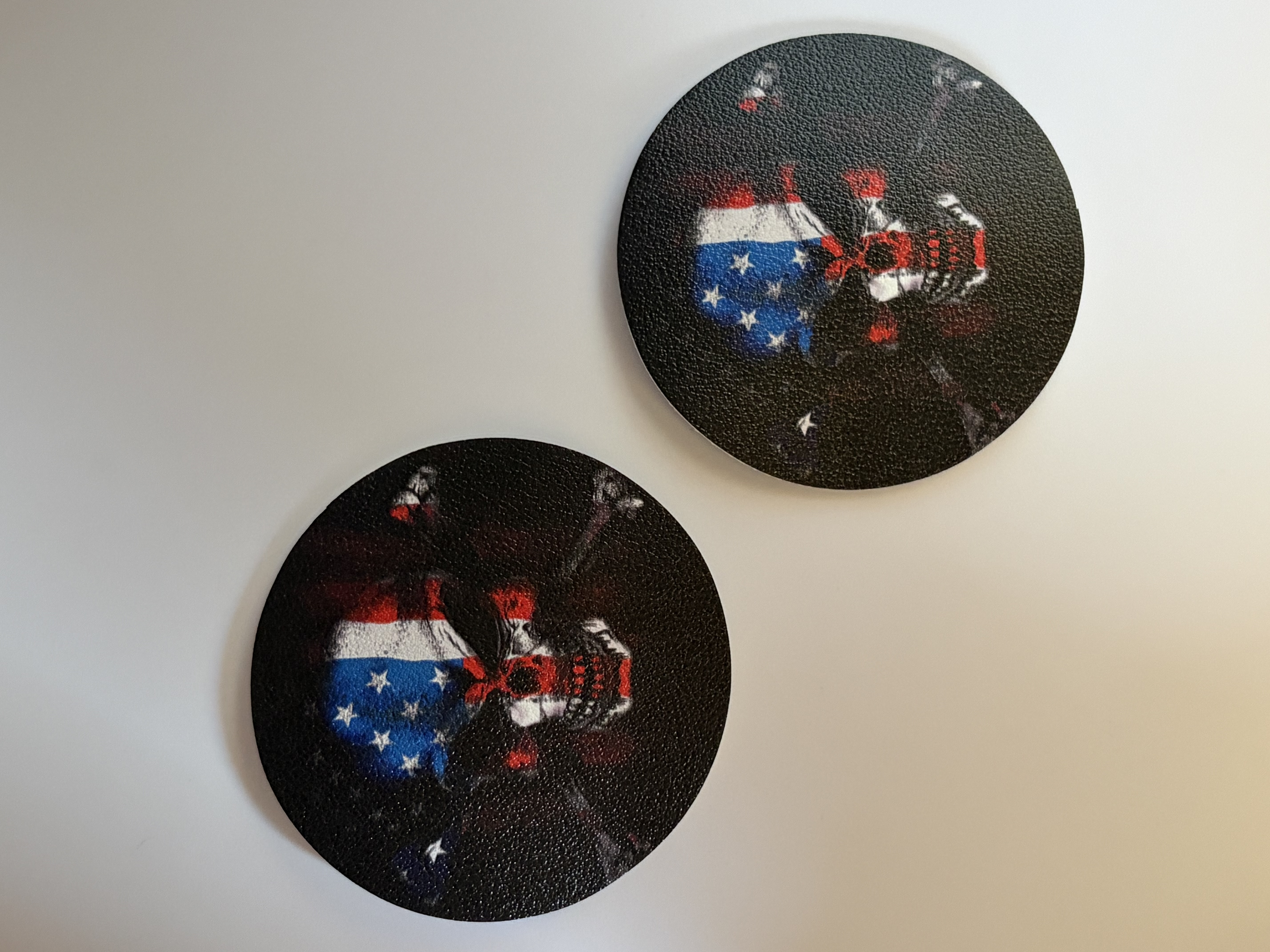 Round American Flag Leather Coasters
