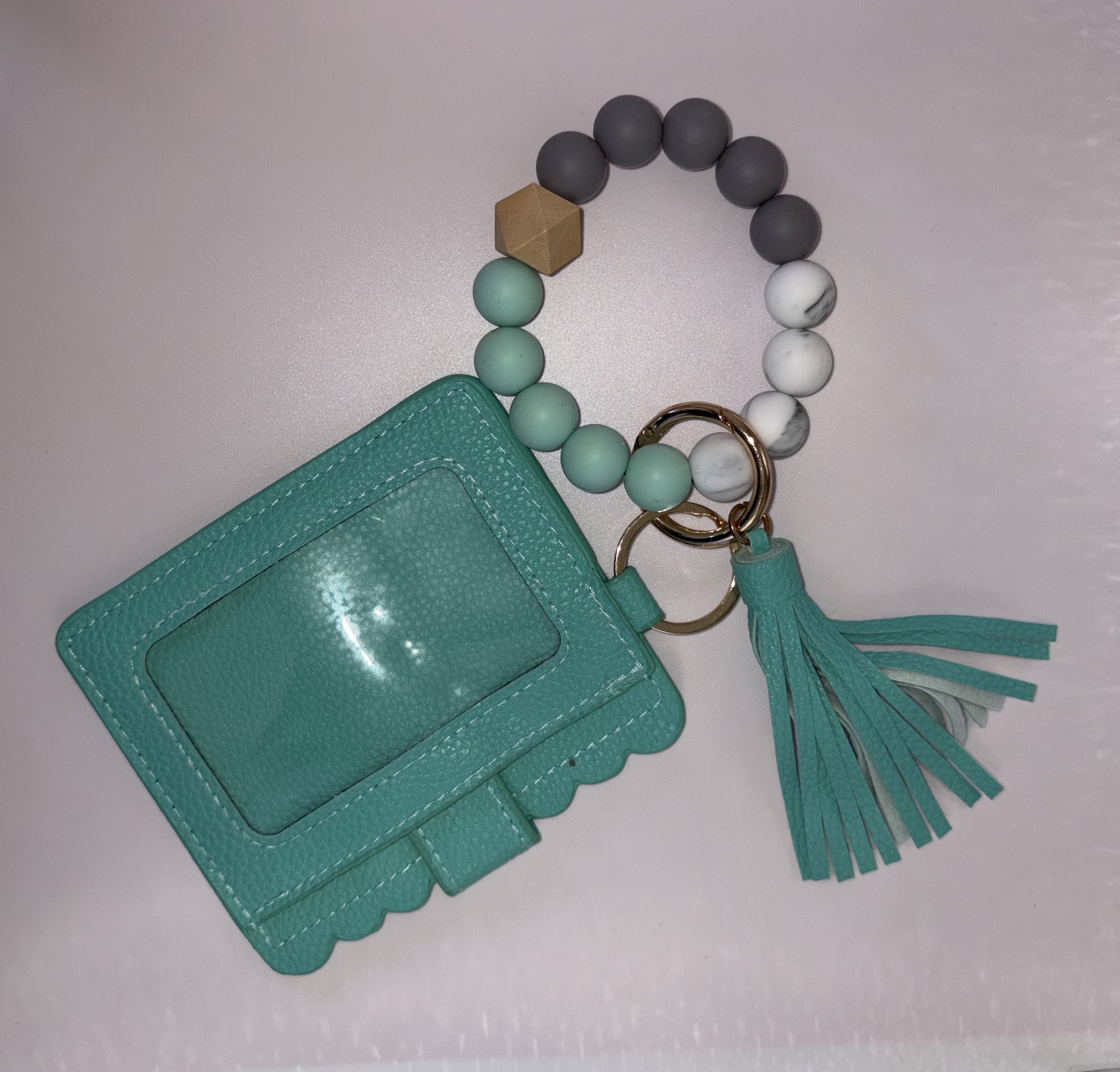 Mint Green Card Holder Keychain