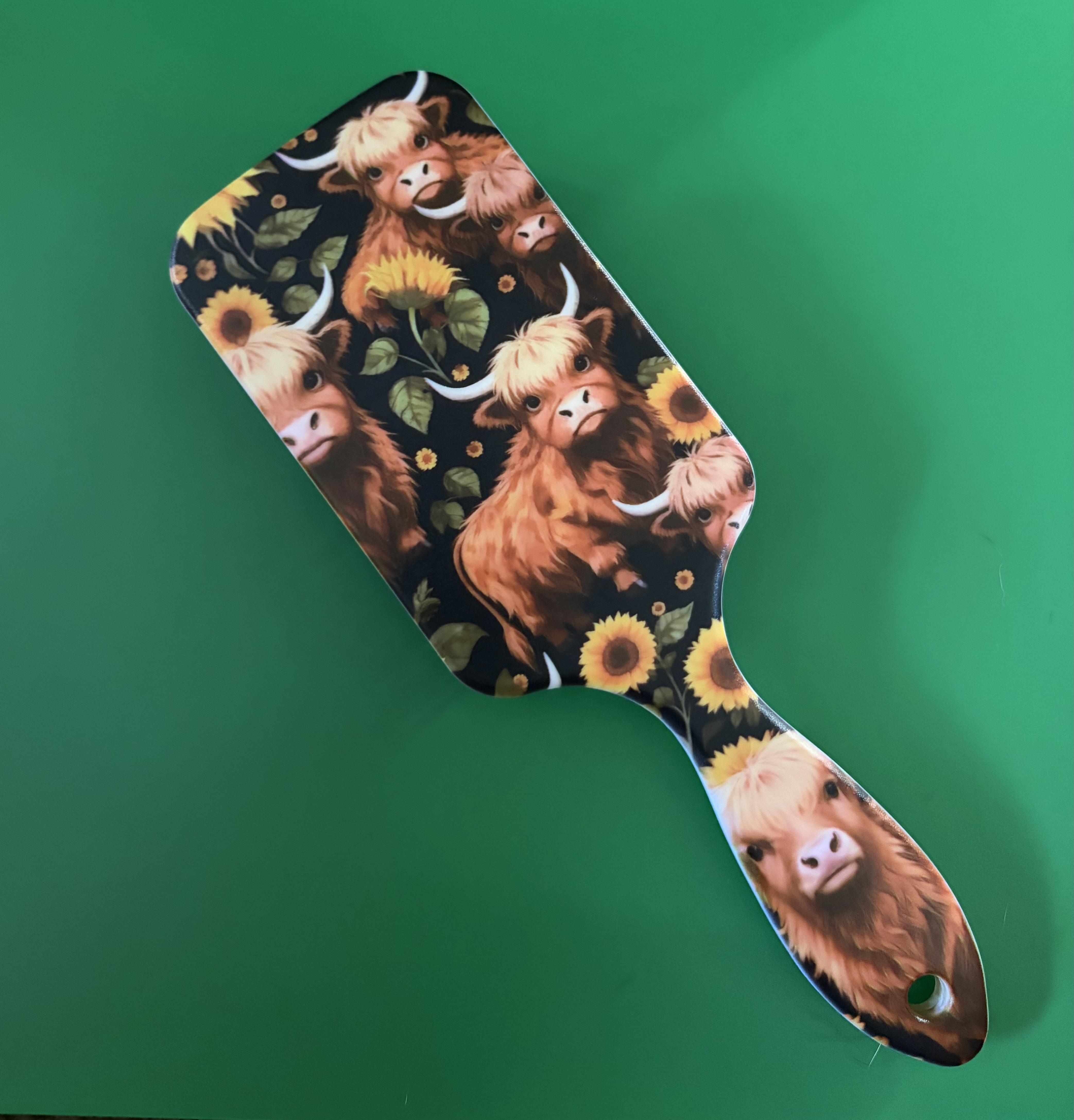 Highland Cow Decorative Paddle Brush