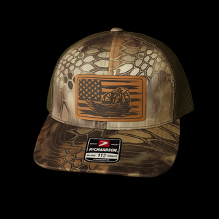 Camo Trucker Hat with Leather Patch