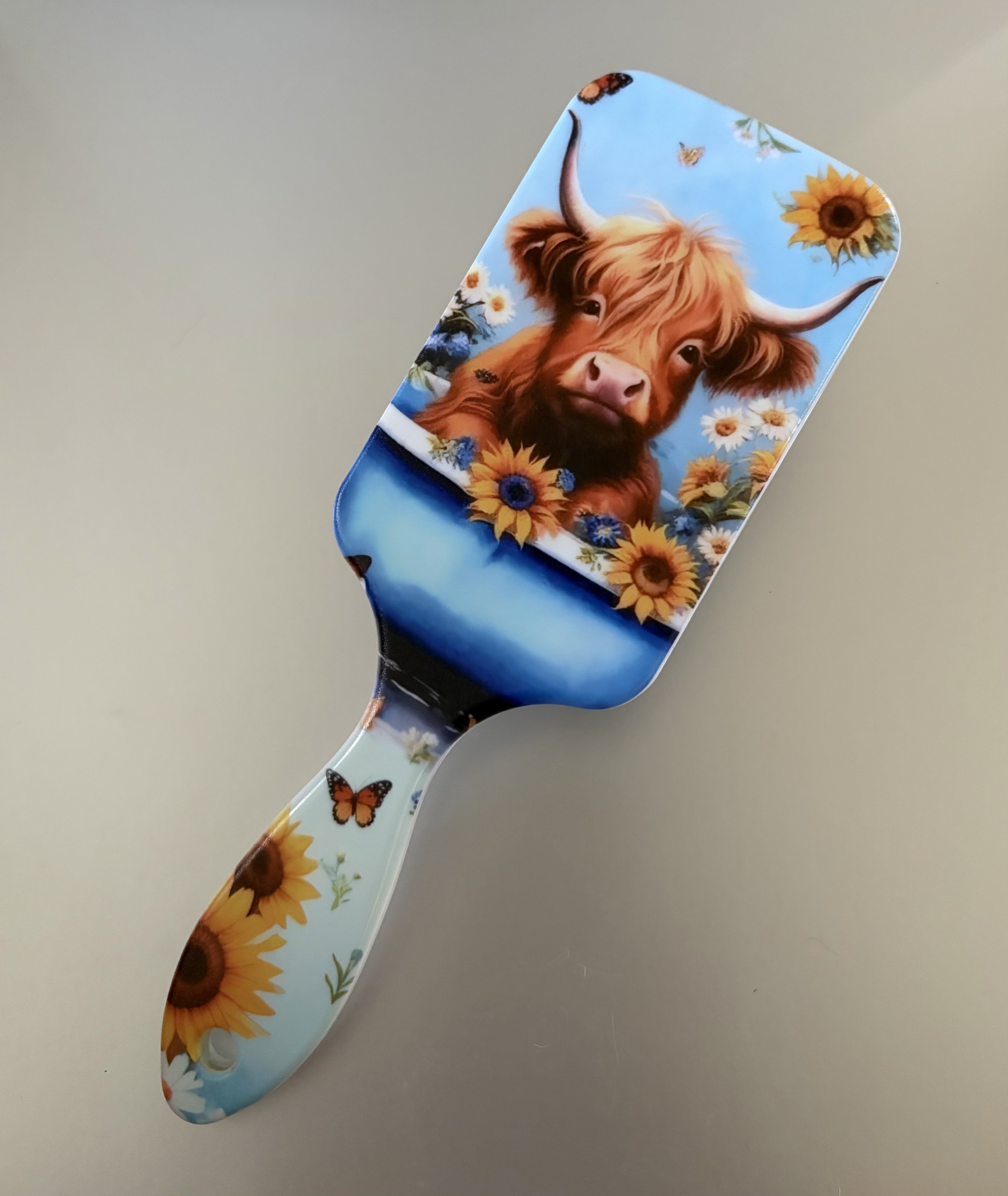 Cow and Sunflower Hair Brush