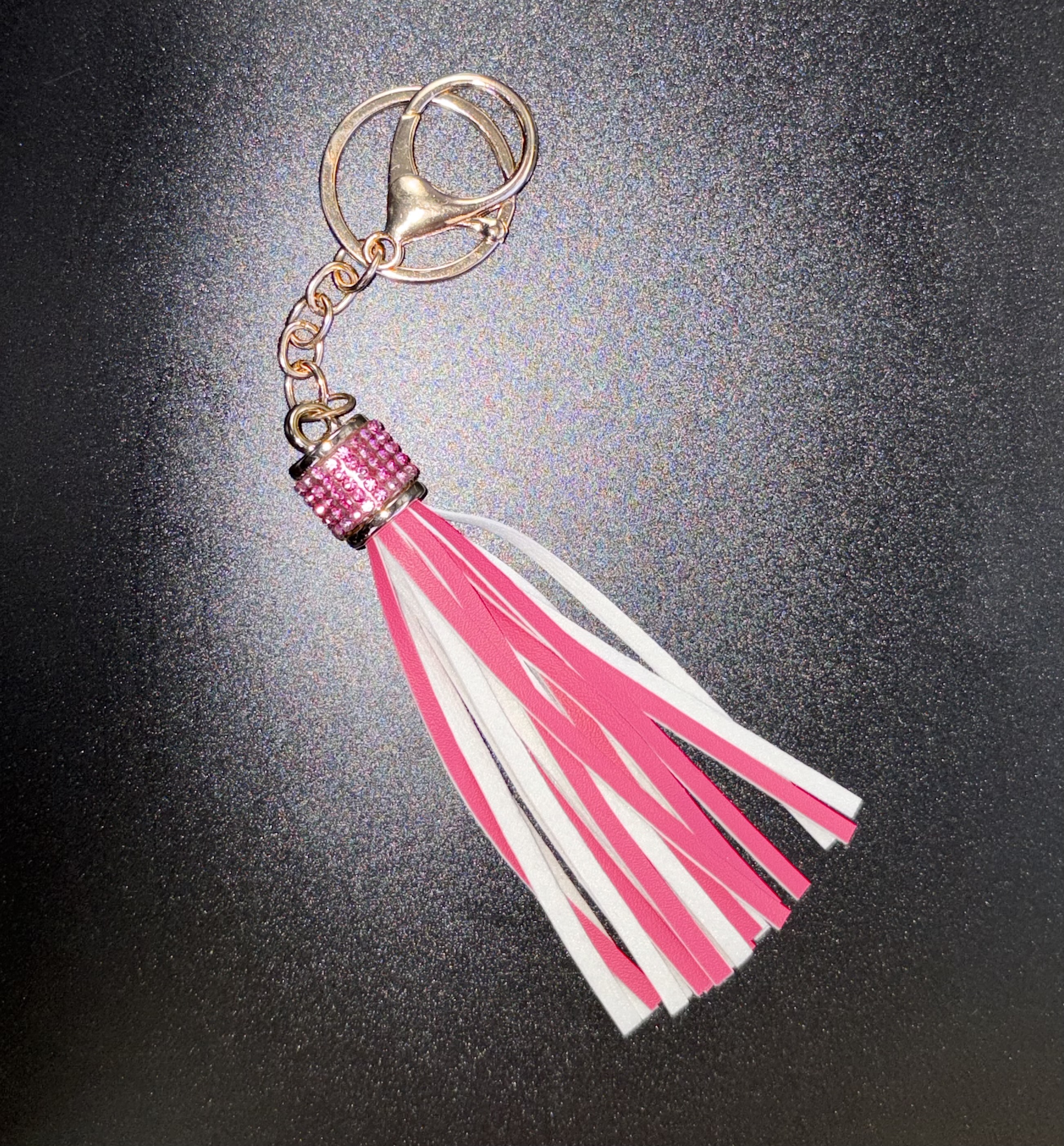 Pink and White Tassel Keychain