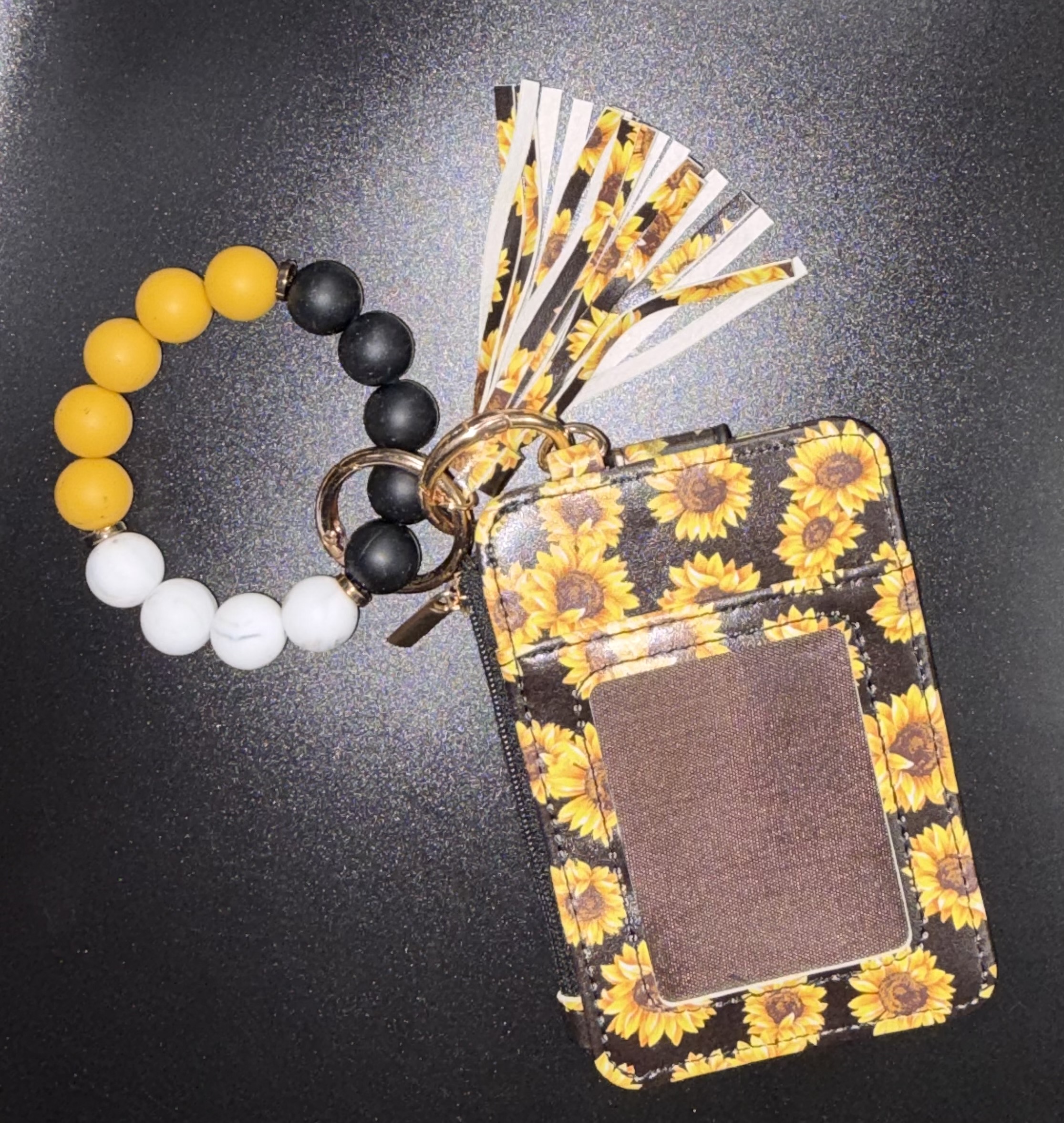 Sunflower Pattern Card Holder Keychain