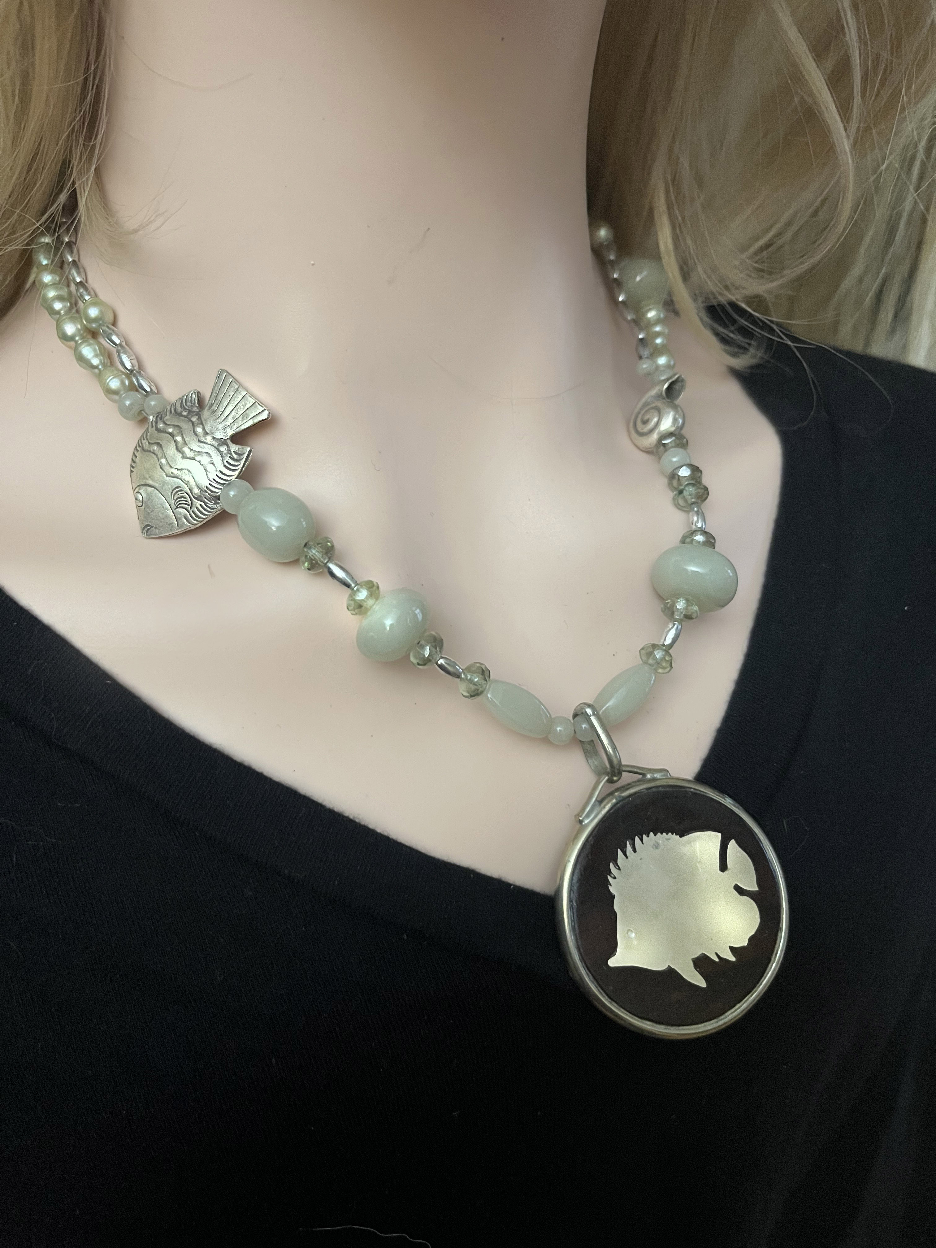 Fish, Shells and Pearls Necklace