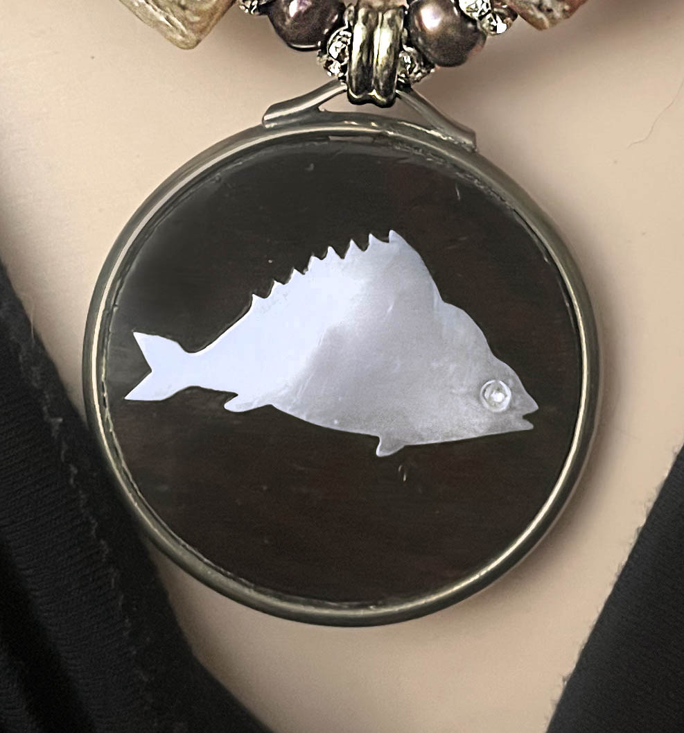 Chunky Beads, Pearls and Fish Pendant Necklace
