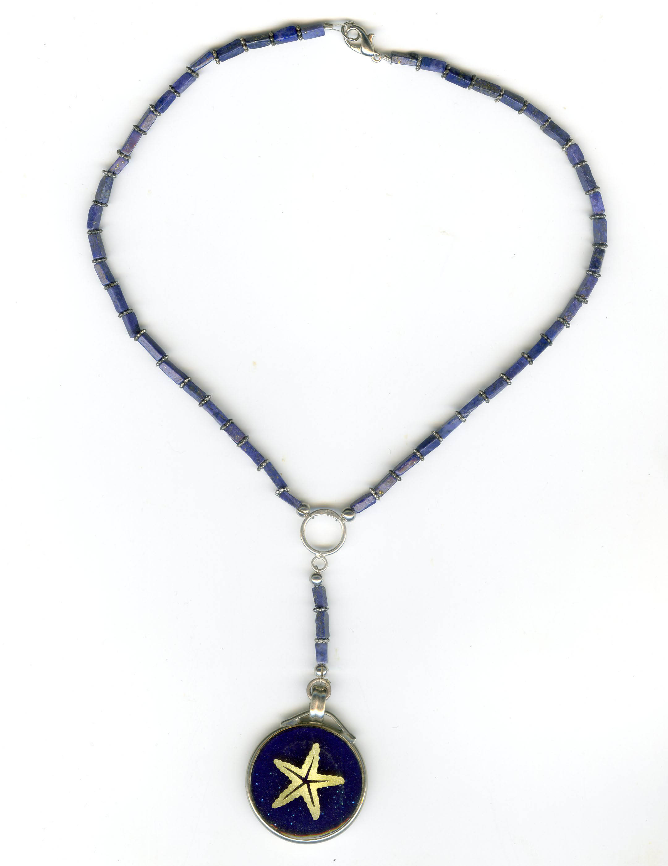 Starfish Pendant on Lapis Lazuli "Y" Choker Necklace