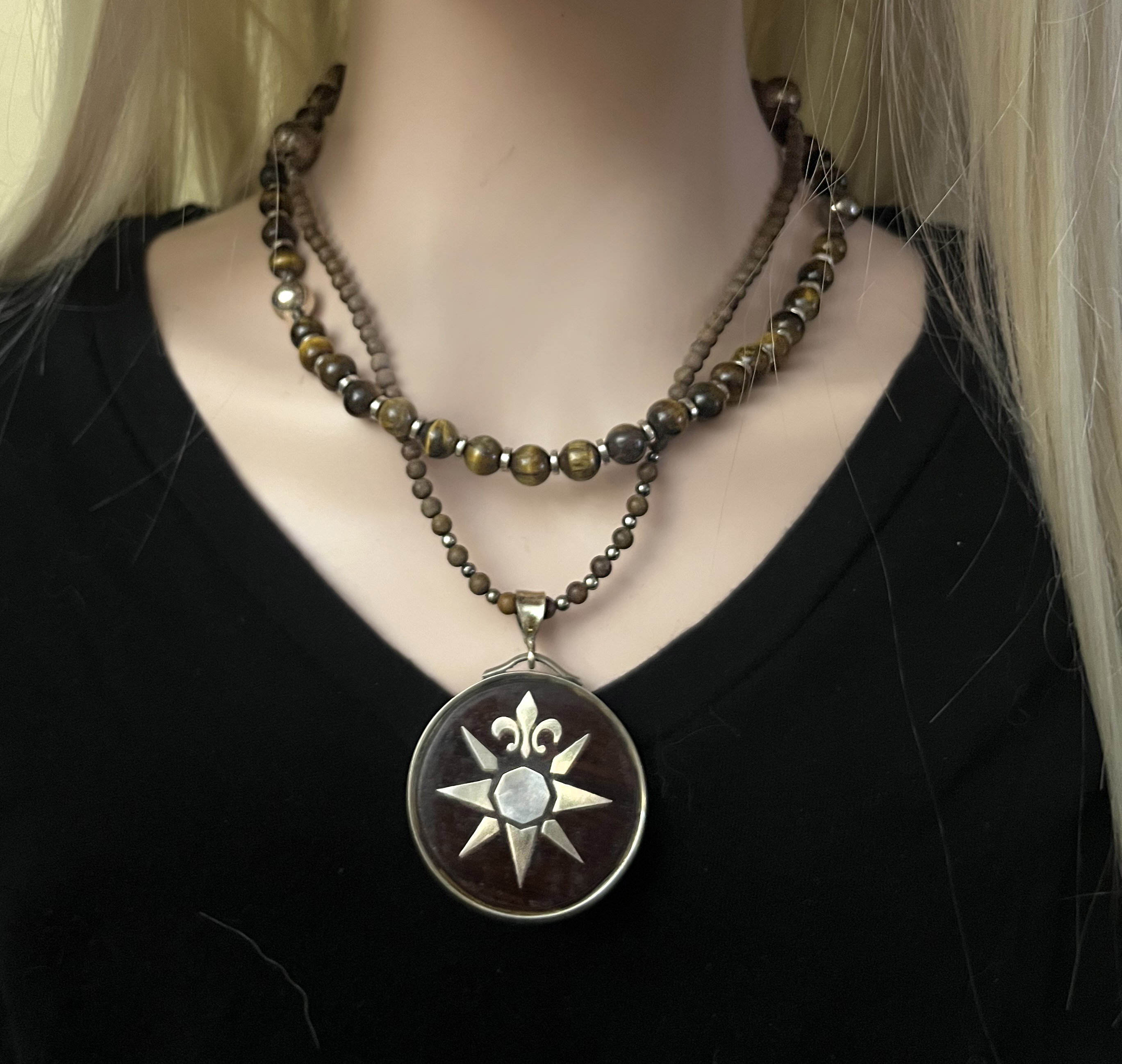 Compass Rose Beaded Pendant Necklace