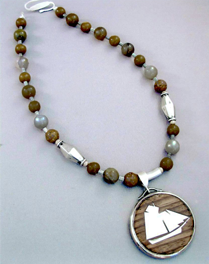 Beaded Schooner Pendant Necklace
