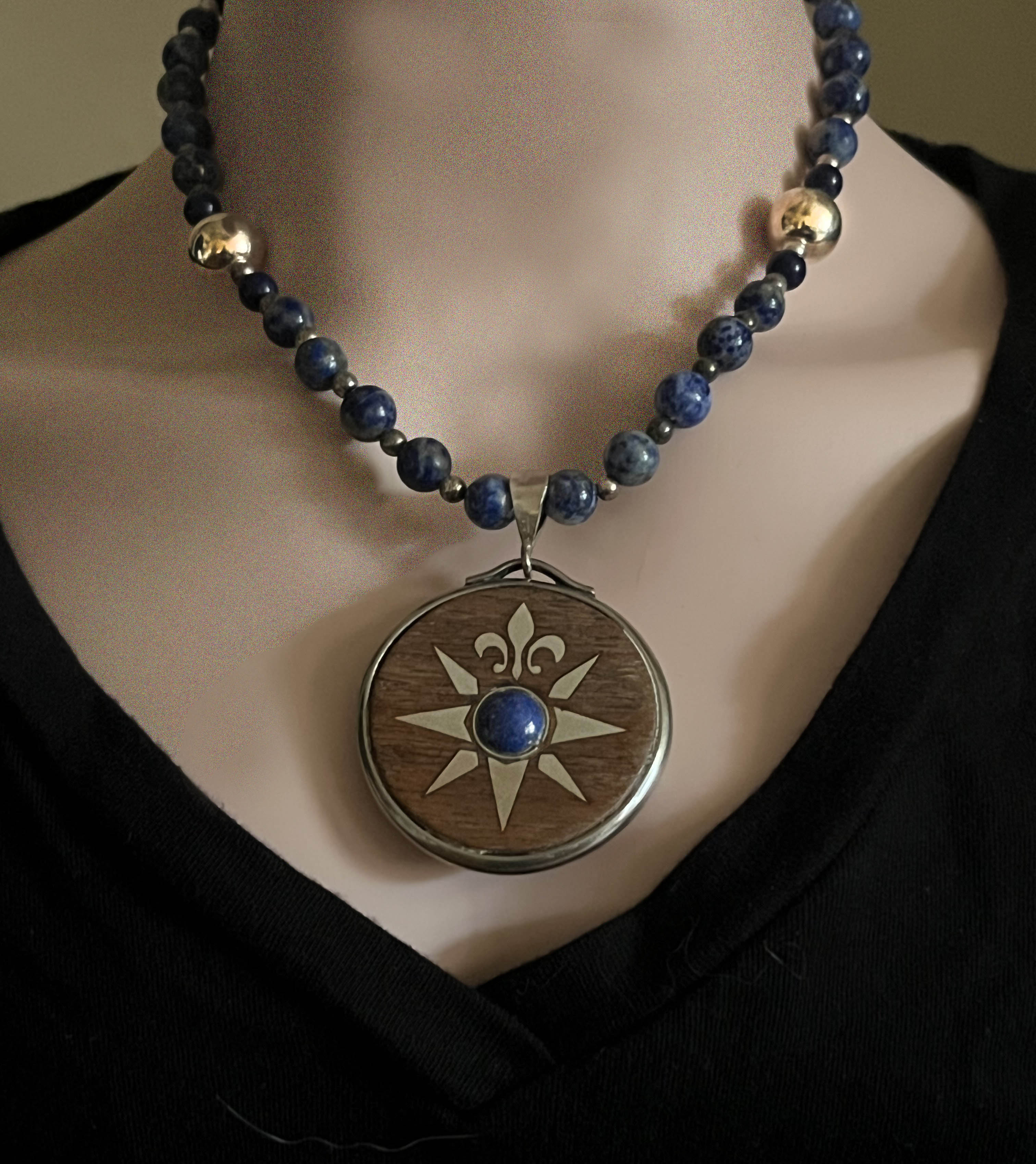 Compass Rose Pendant Beaded Necklace