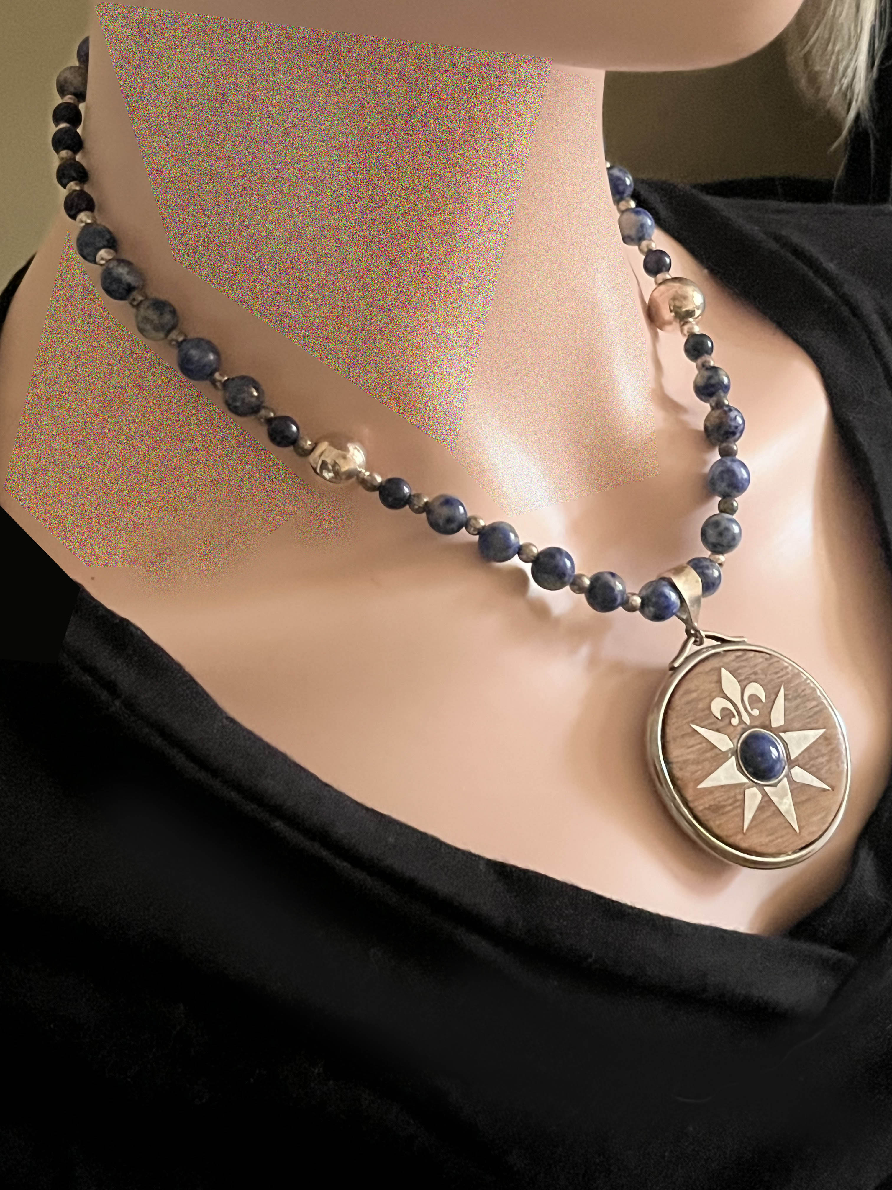 Compass Rose Pendant Beaded Necklace