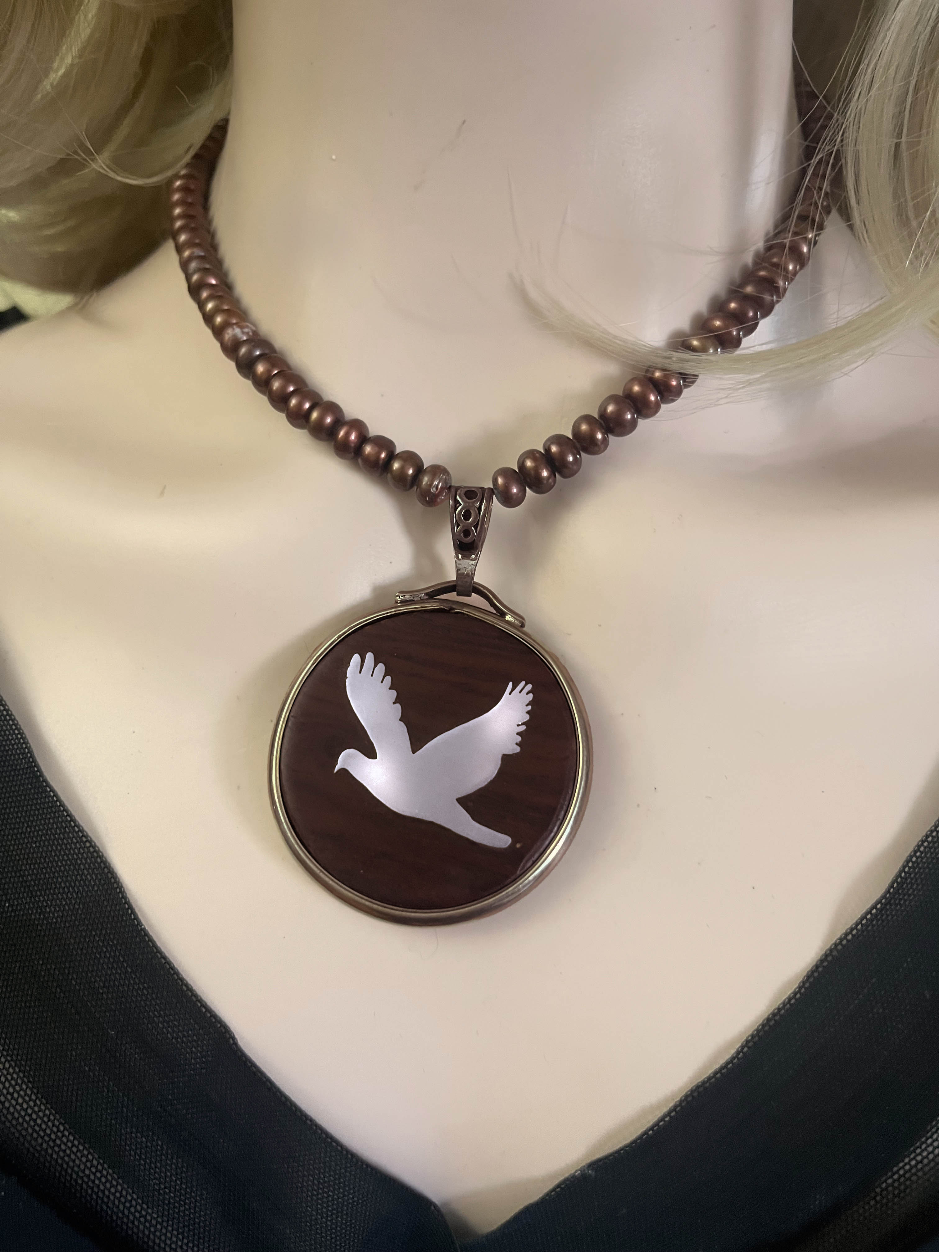 Dove Pendant on Pearls Necklac