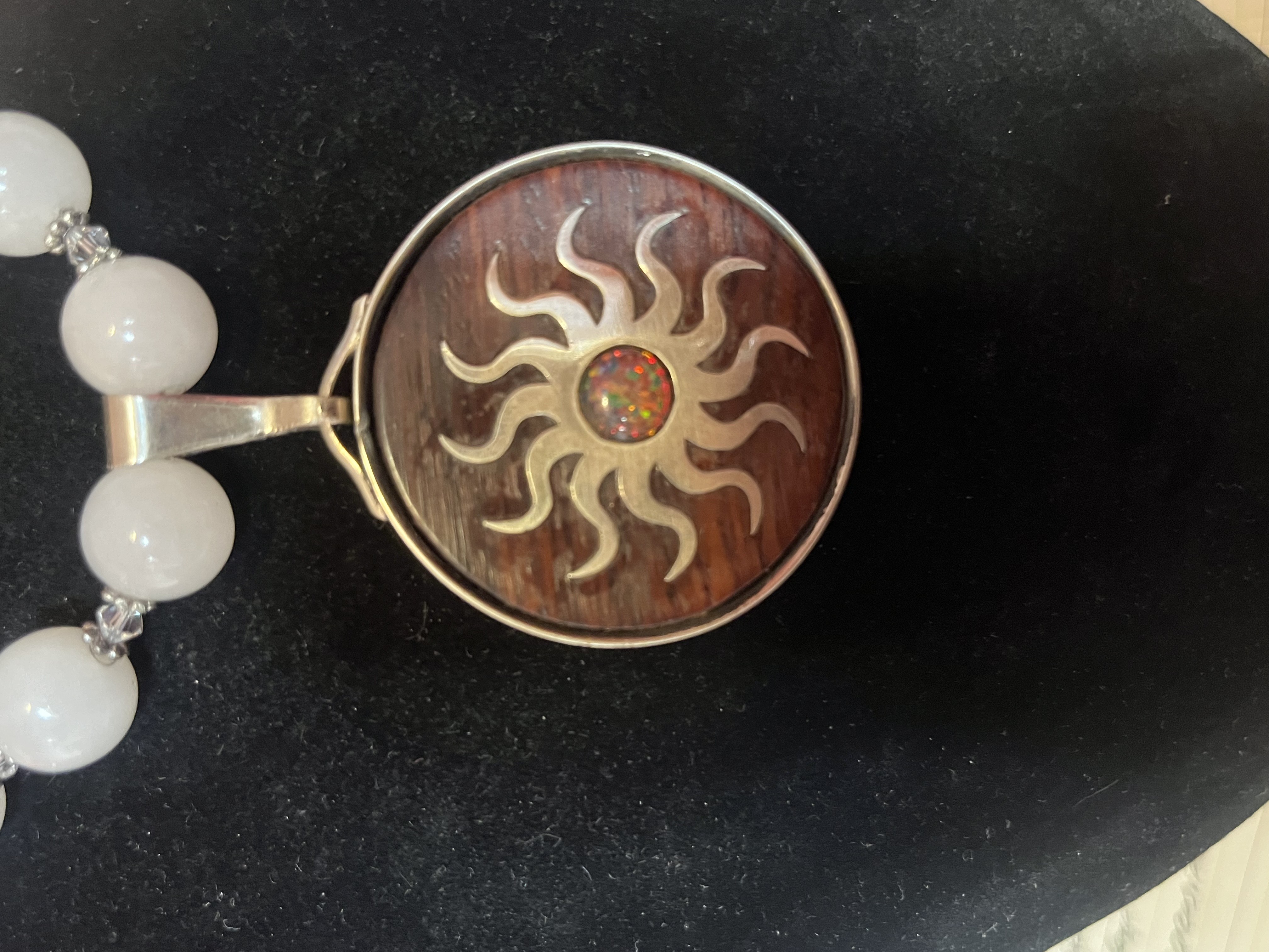 Fiery Sun Pendant on Beaded Necklace