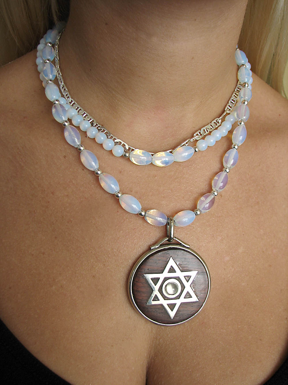 Star of David Pendant Moonstone Necklace