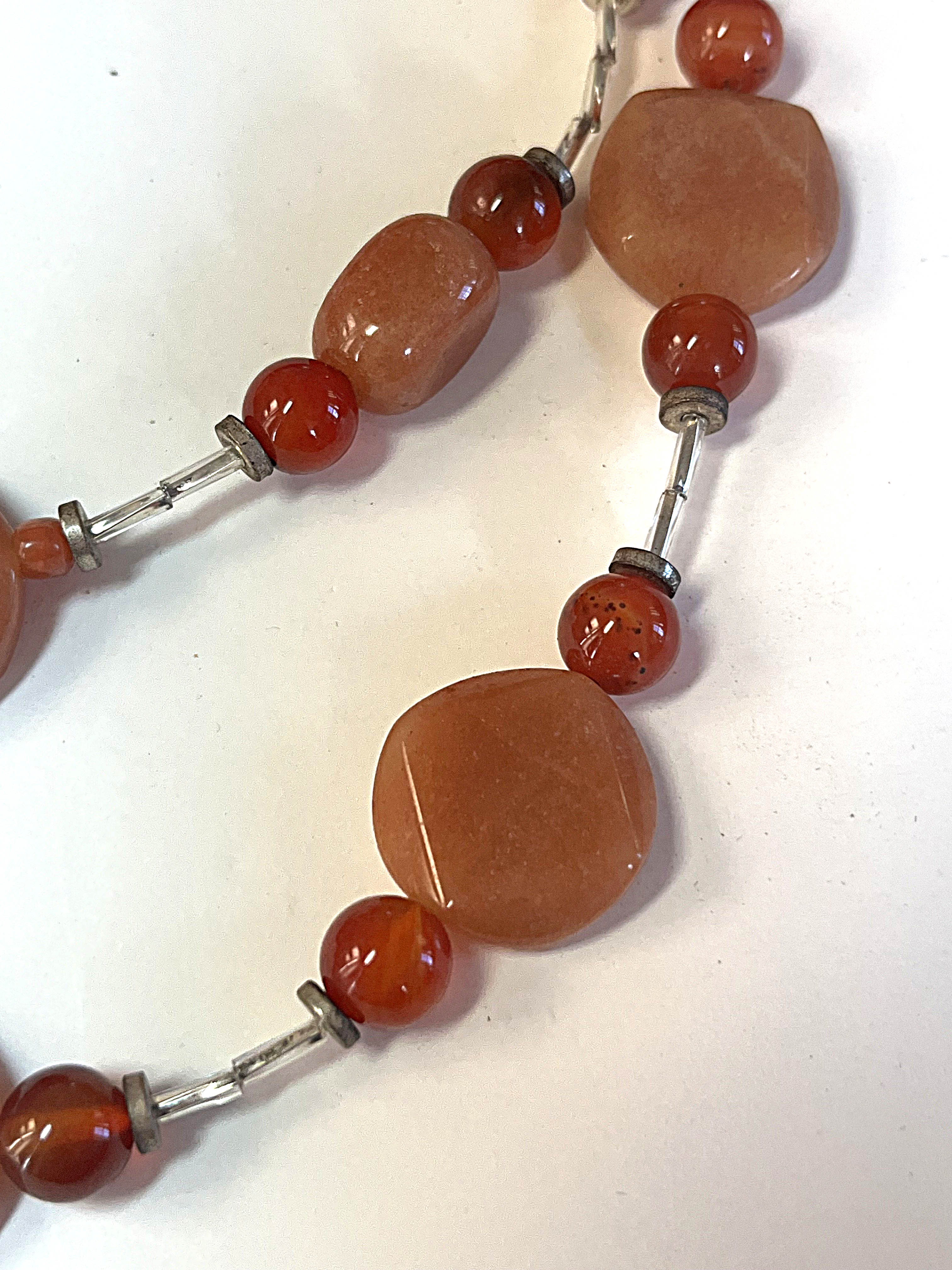Semi-Precious Carnelian Gemstone Beaded Necklace