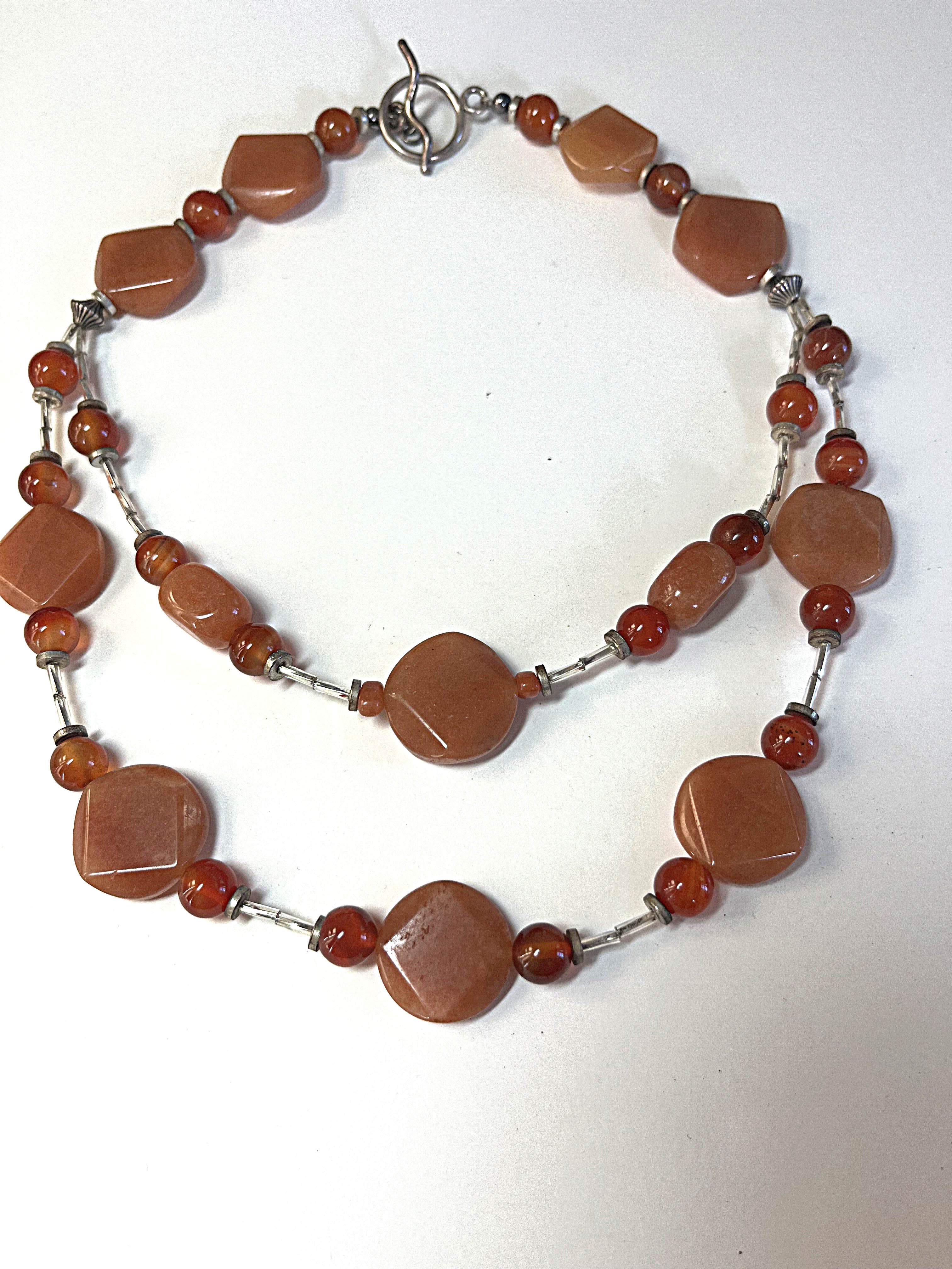 Semi-Precious Carnelian Gemstone Beaded Necklace