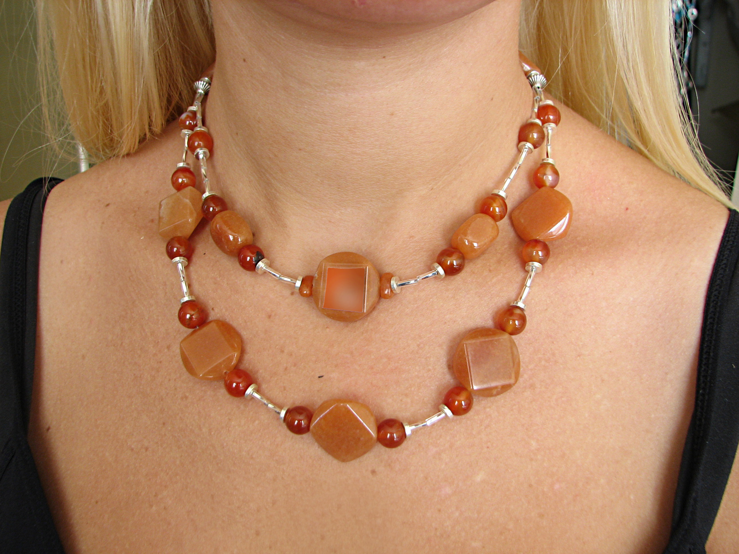 Semi-Precious Carnelian Gemstone Beaded Necklace