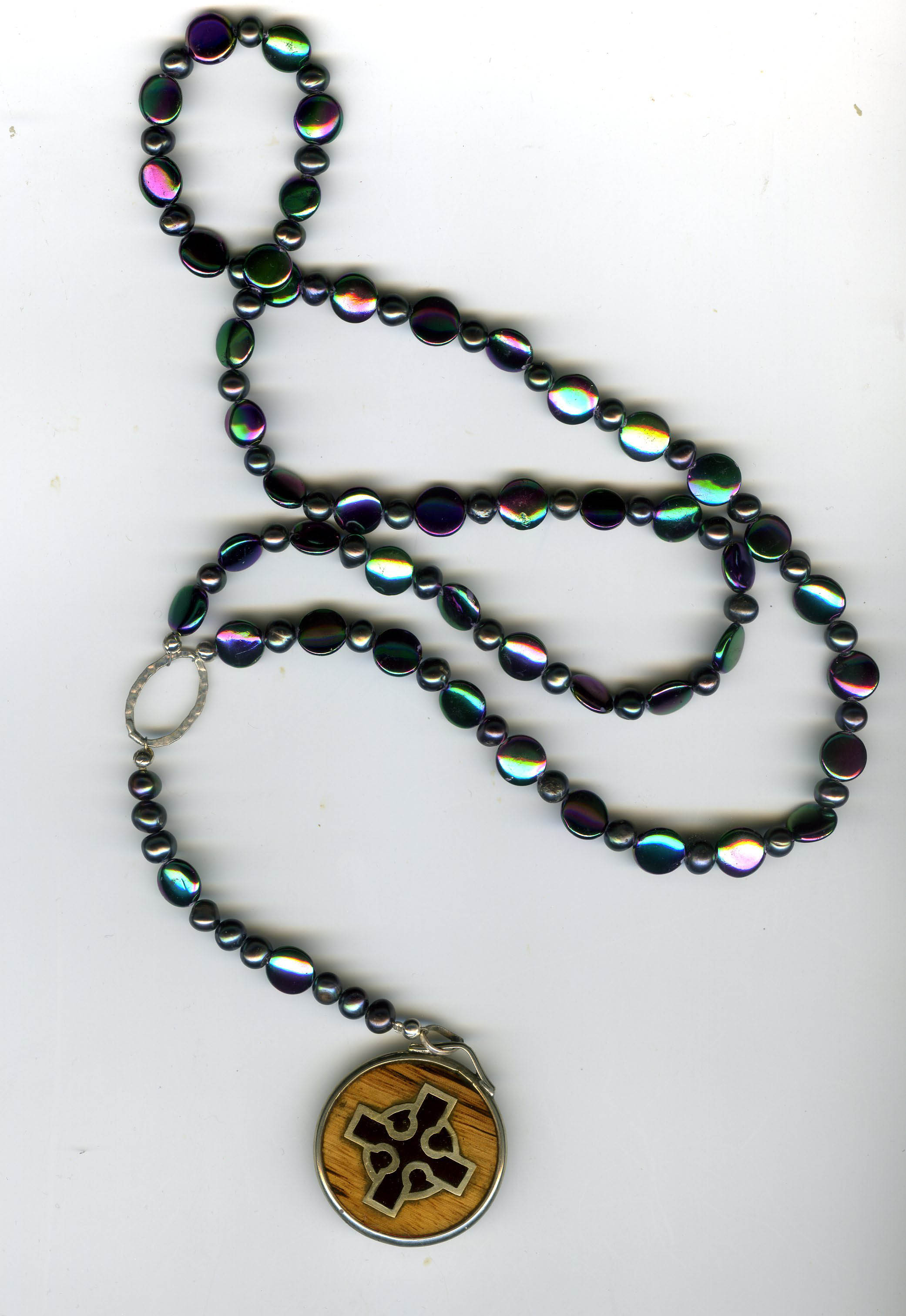 Celtic Cross Pendant on Beaded "Y" Necklace