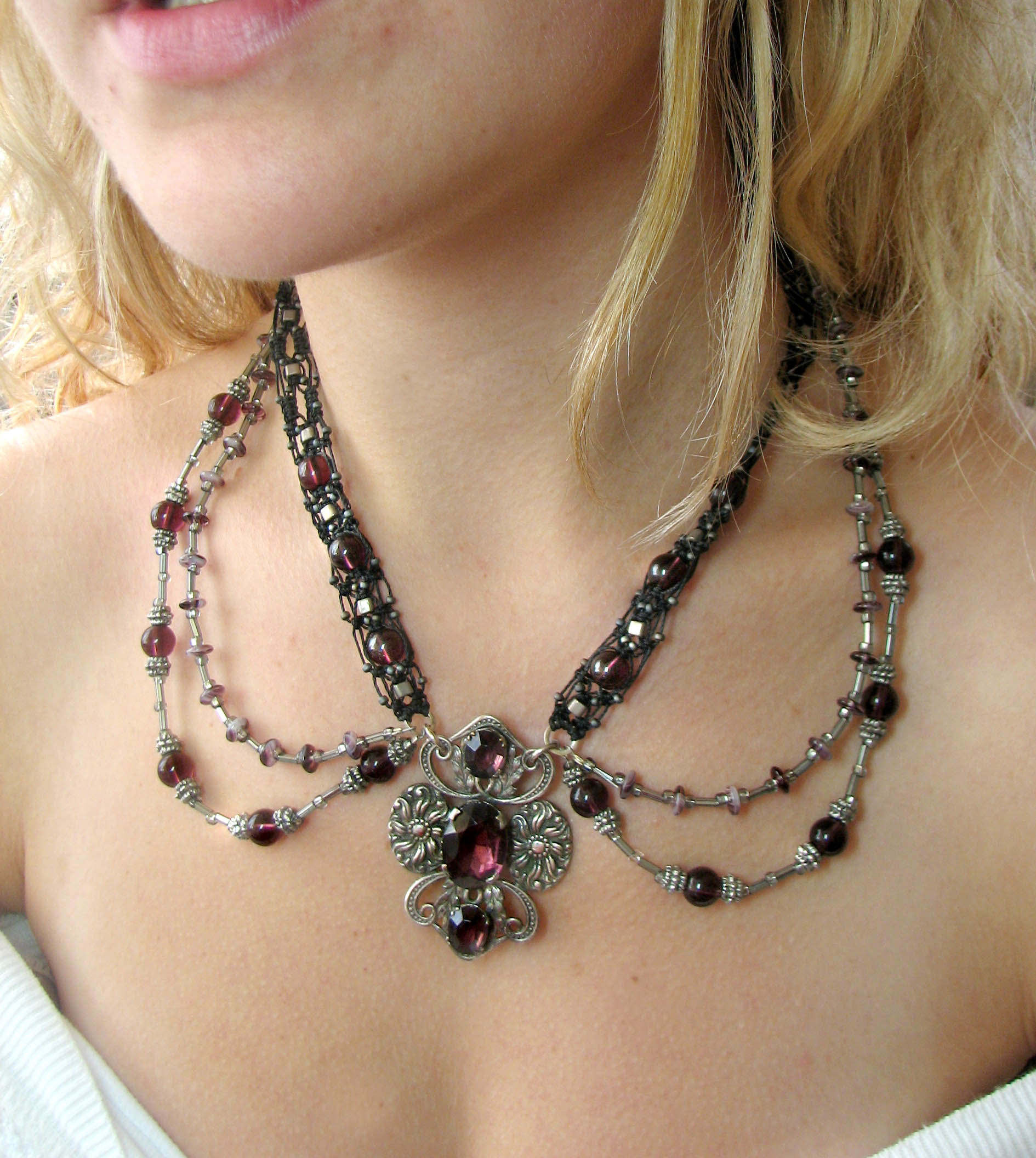 Victorian Amethyst Hand-knotted Neckpiece