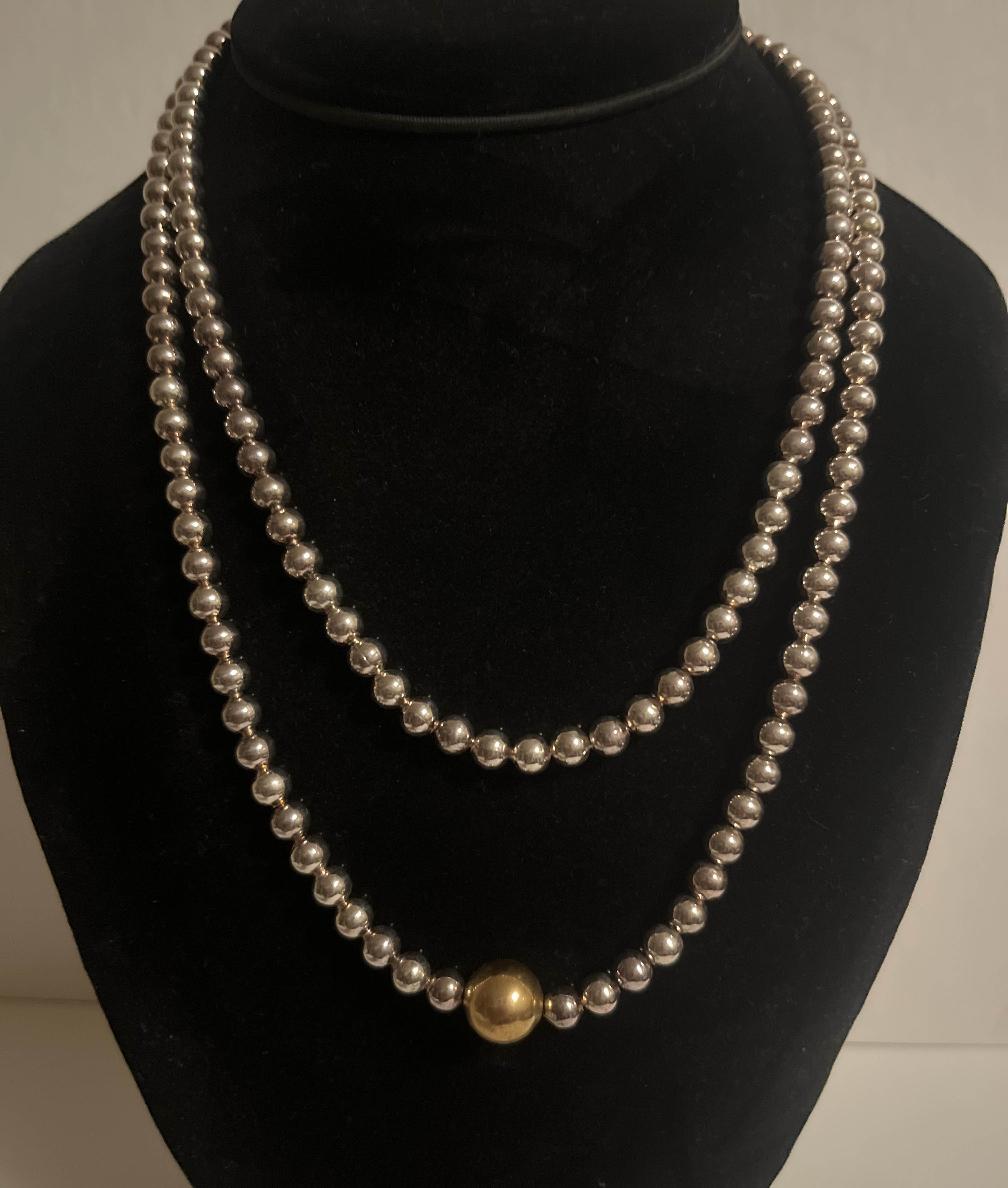 Pretty Double Strand Gold Beaded Necklace