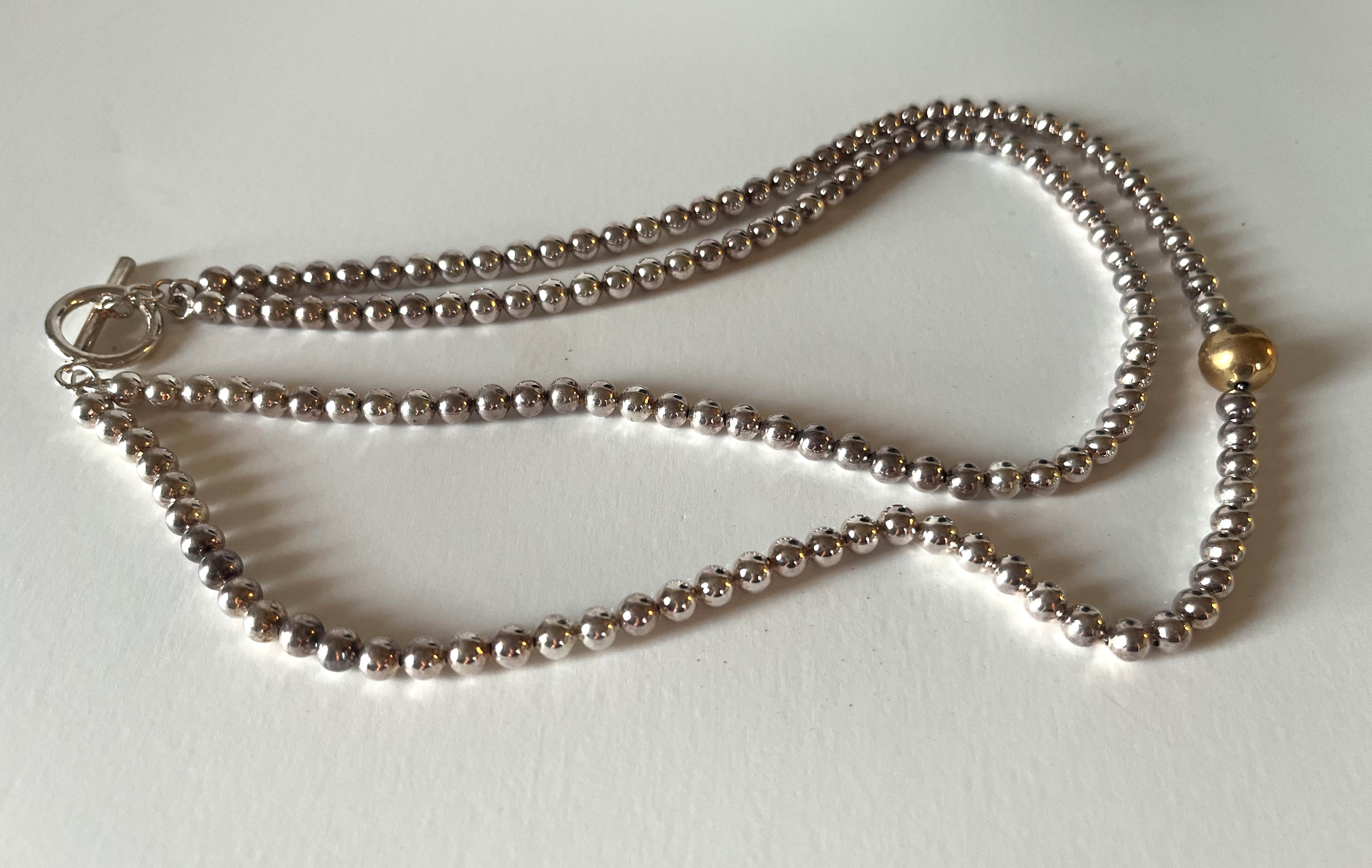 Pretty Double Strand Gold Beaded Necklace