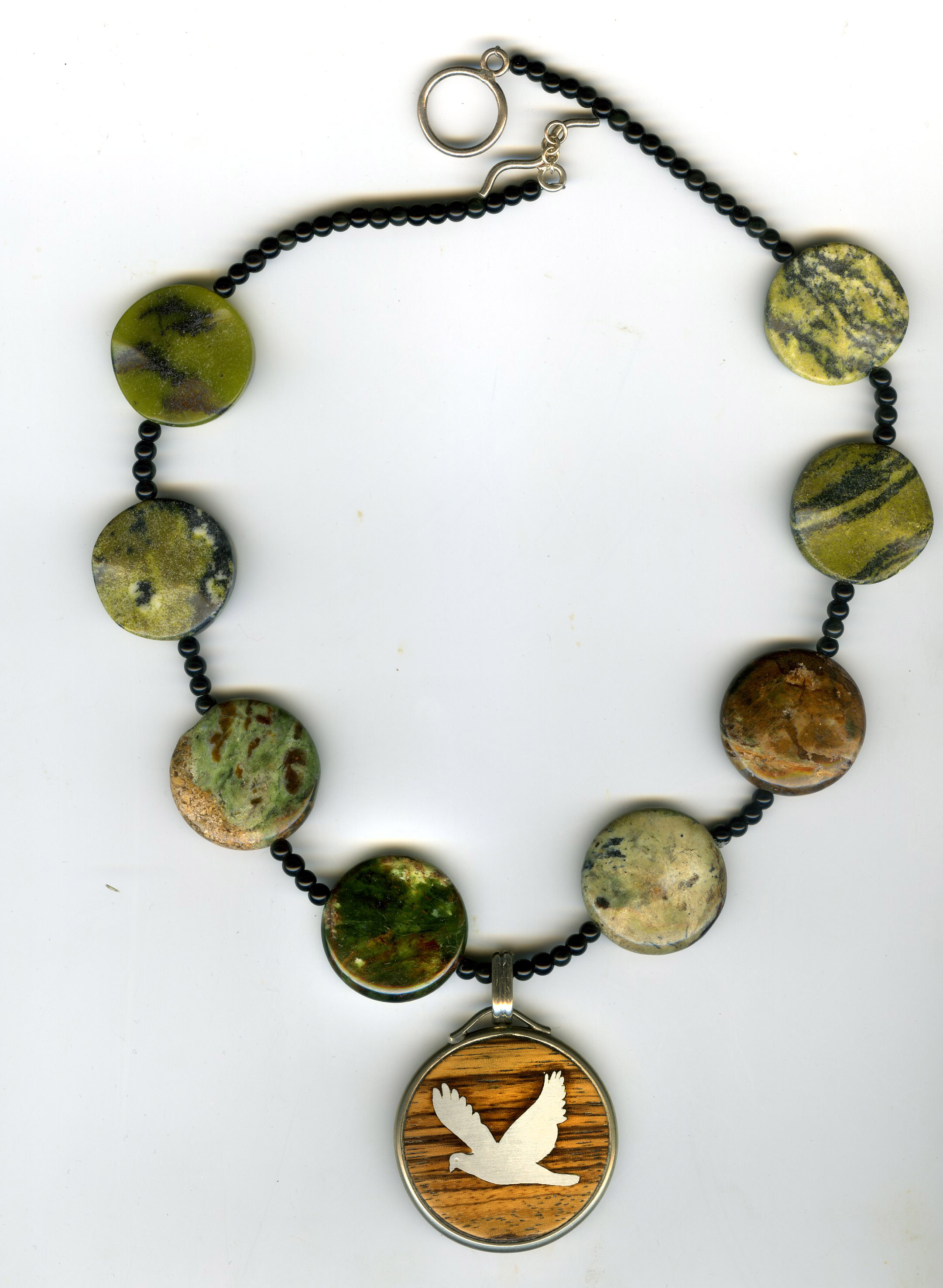 Dove Pendant on Jasper Beaded Necklace