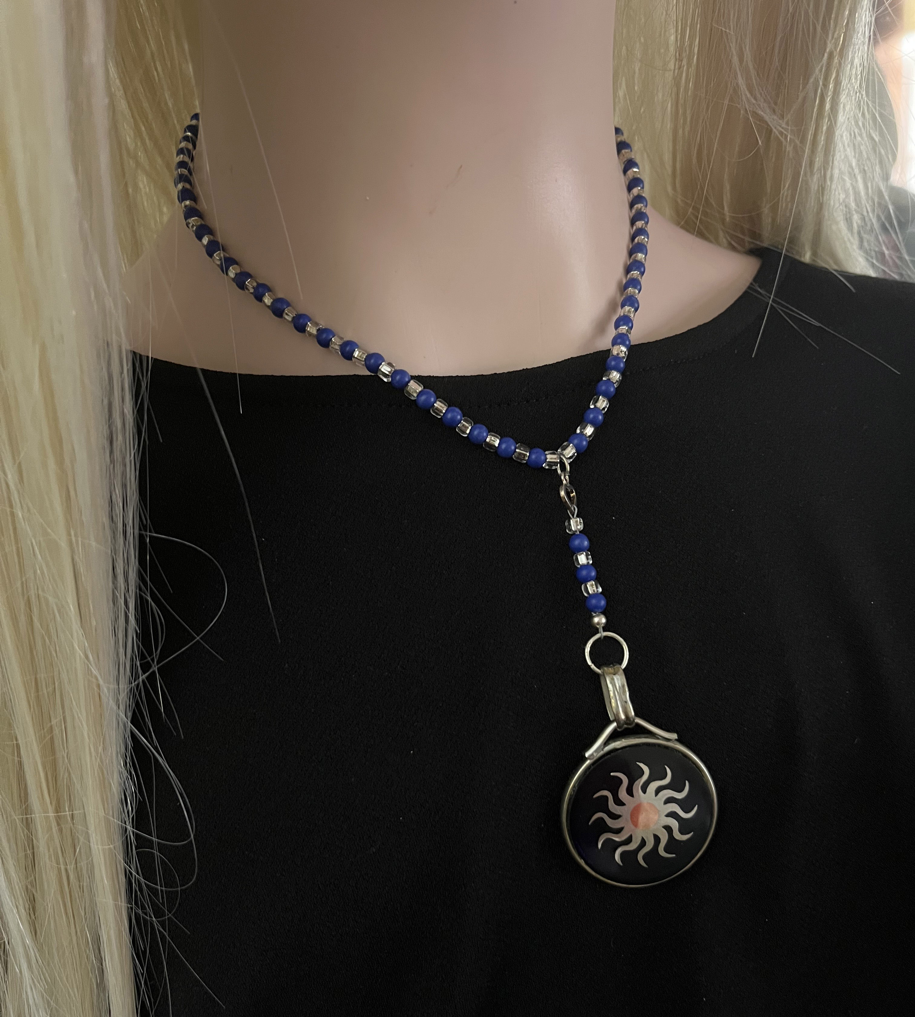 Sun Motif Lapis Necklace