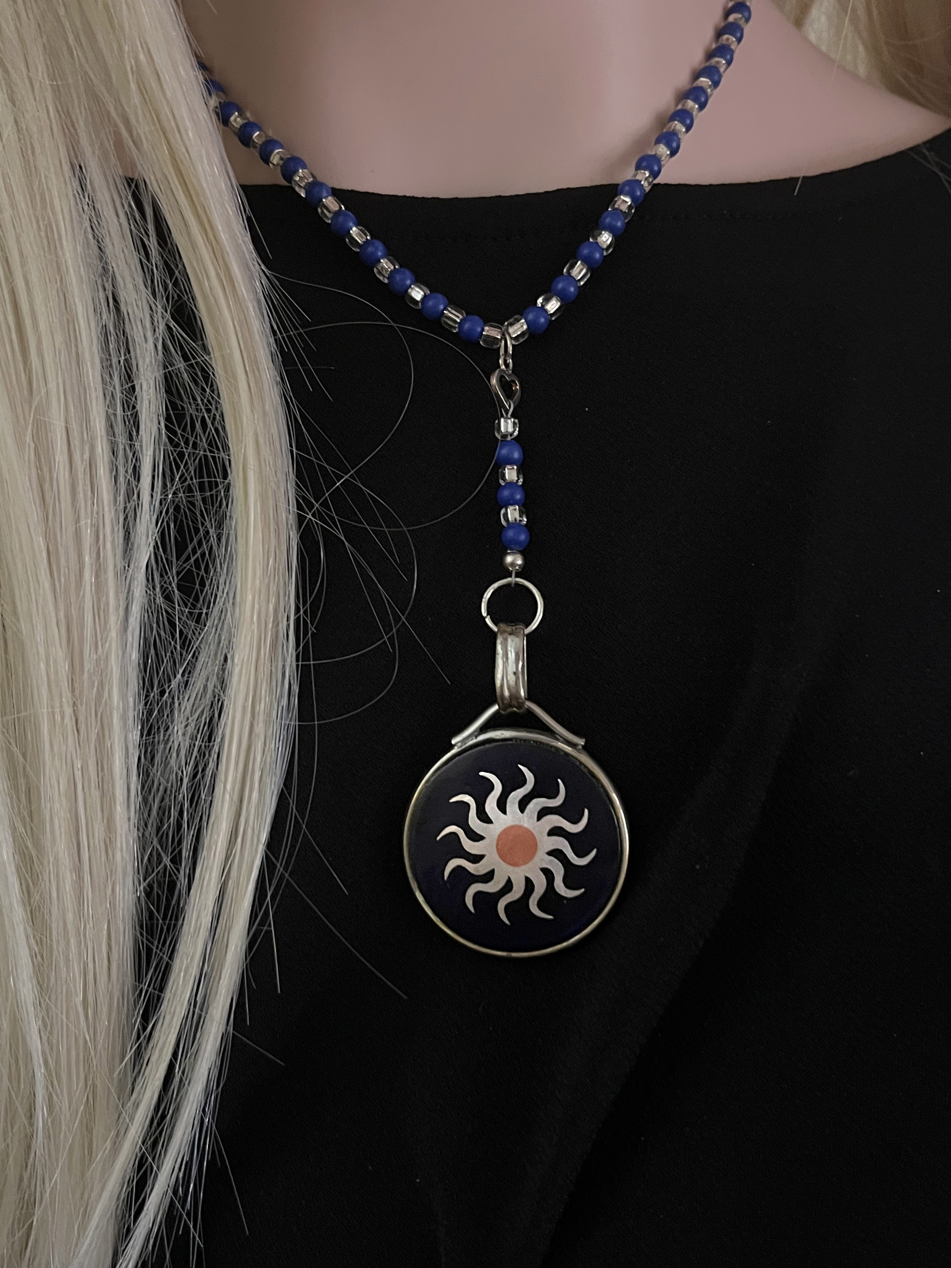 Sun Motif Lapis Necklace