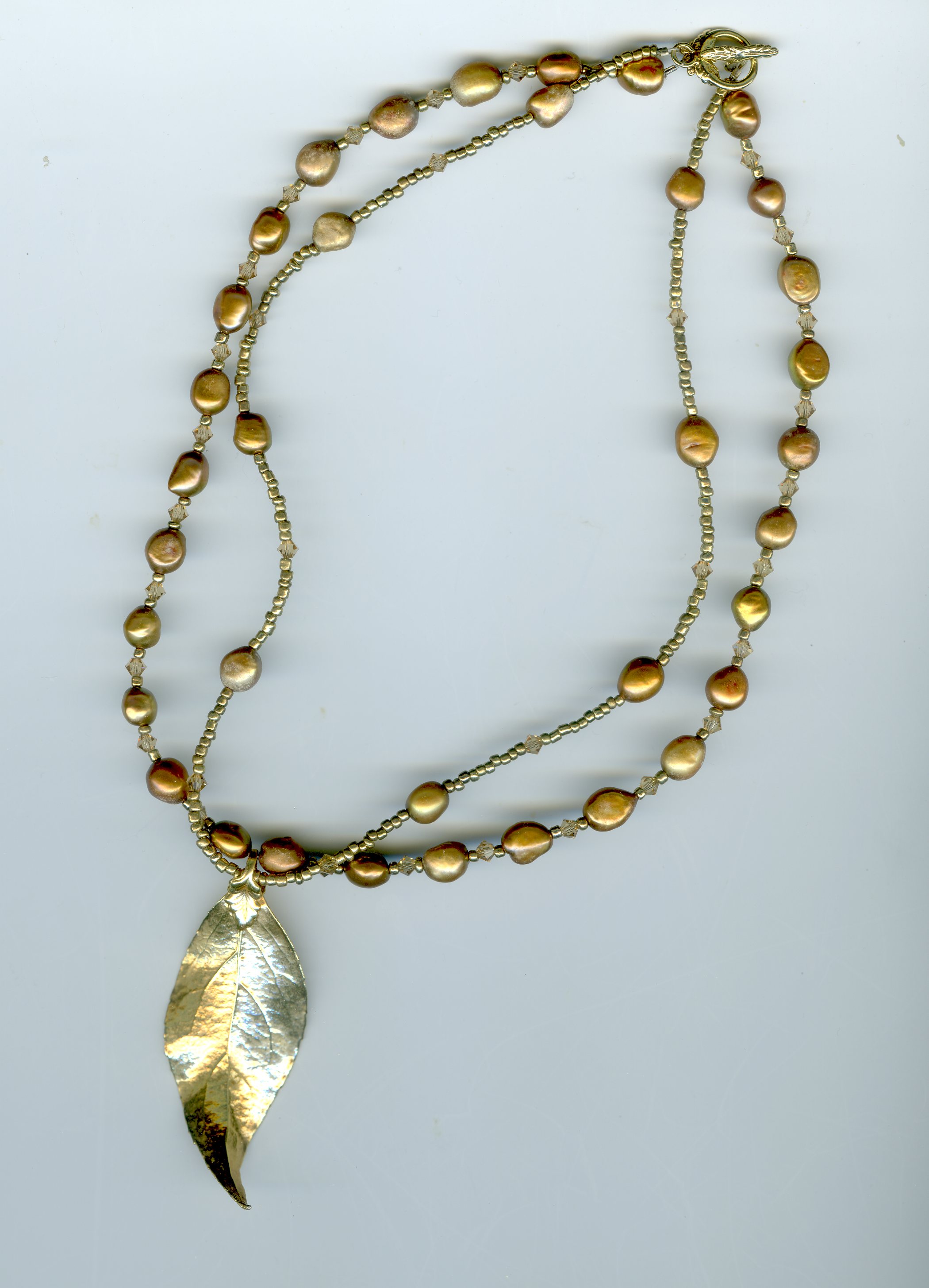 Golden Leaf Pearl Necklace