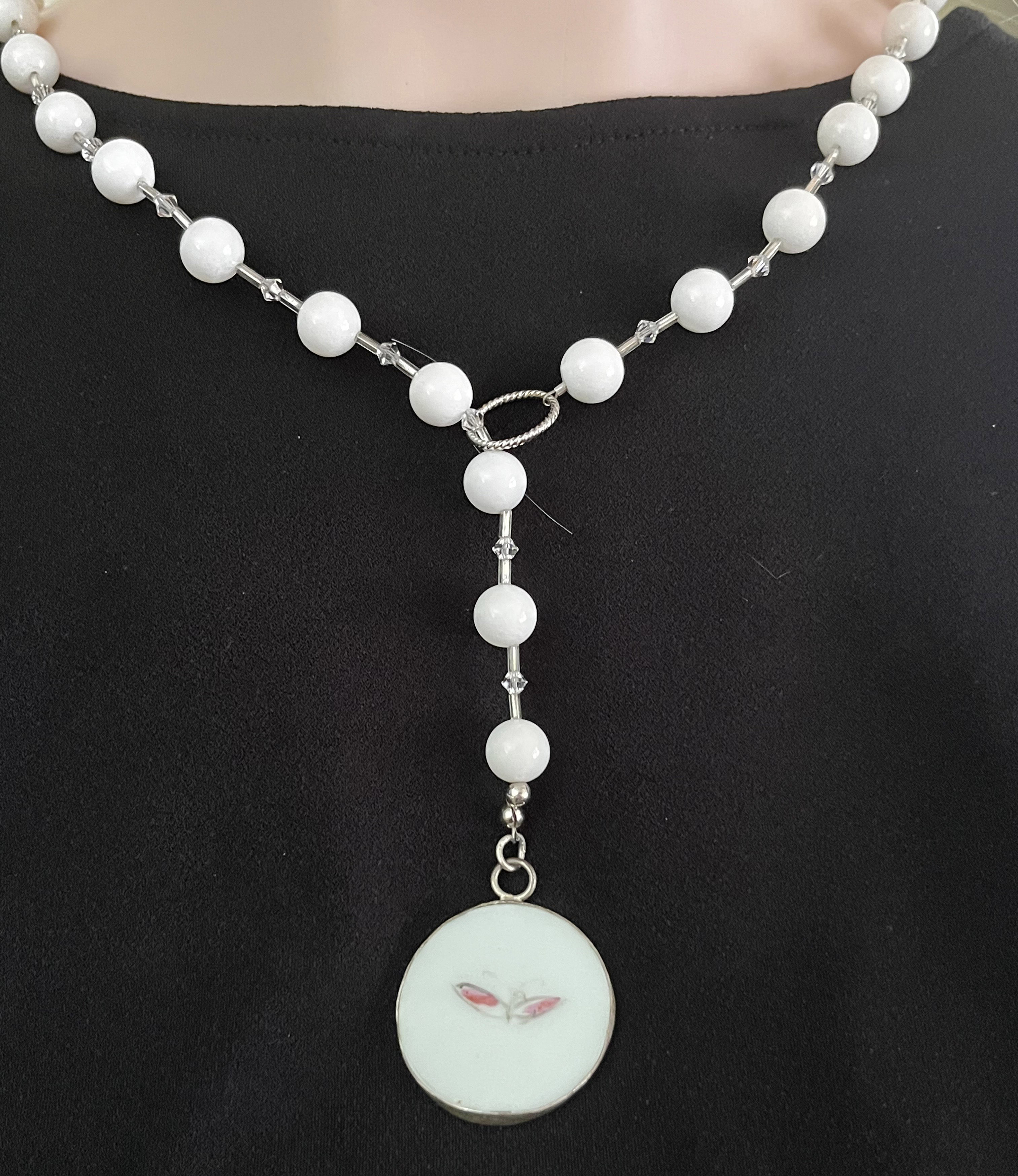 Butterfly Pendant on Beaded Necklace