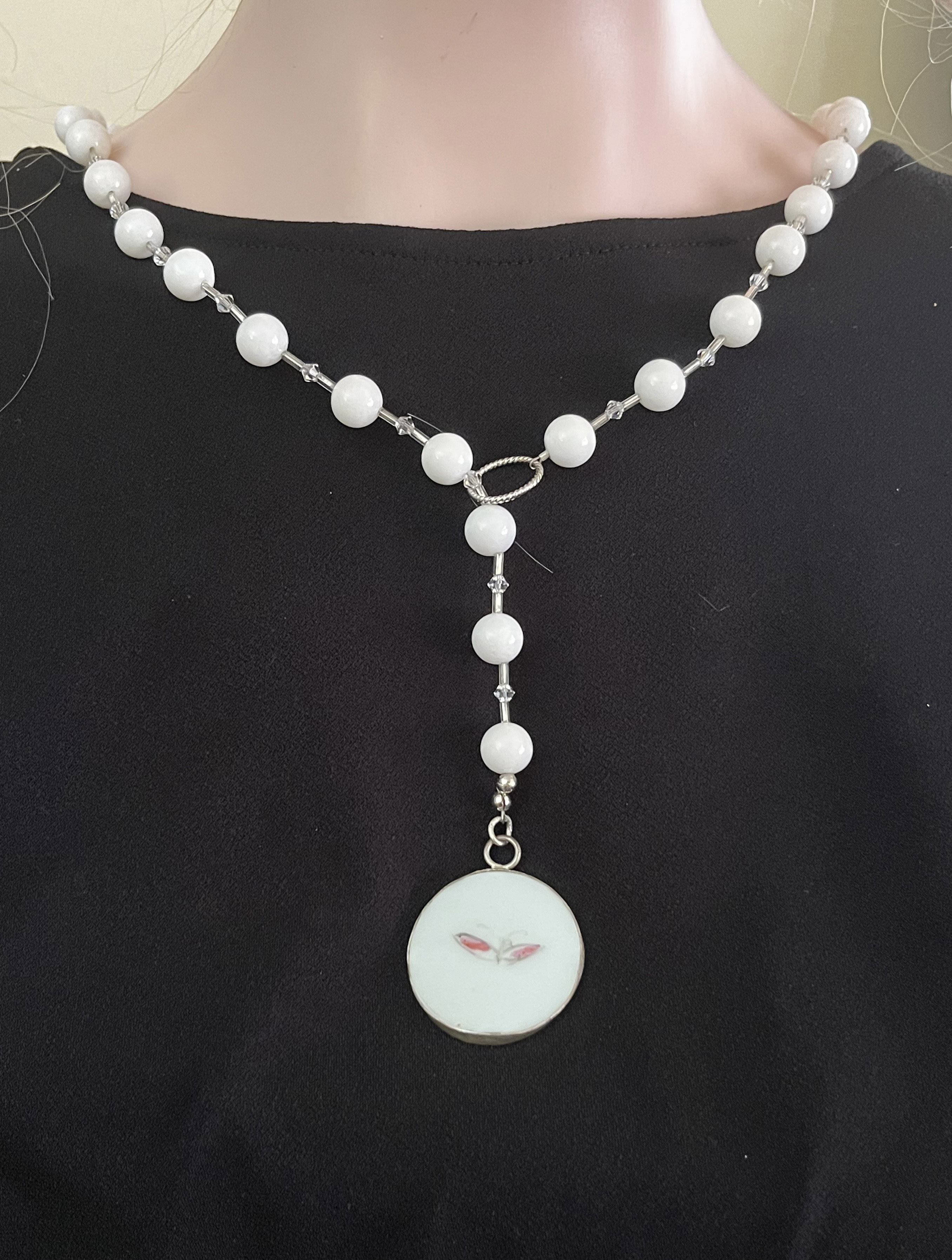 Butterfly Pendant on Beaded Necklace