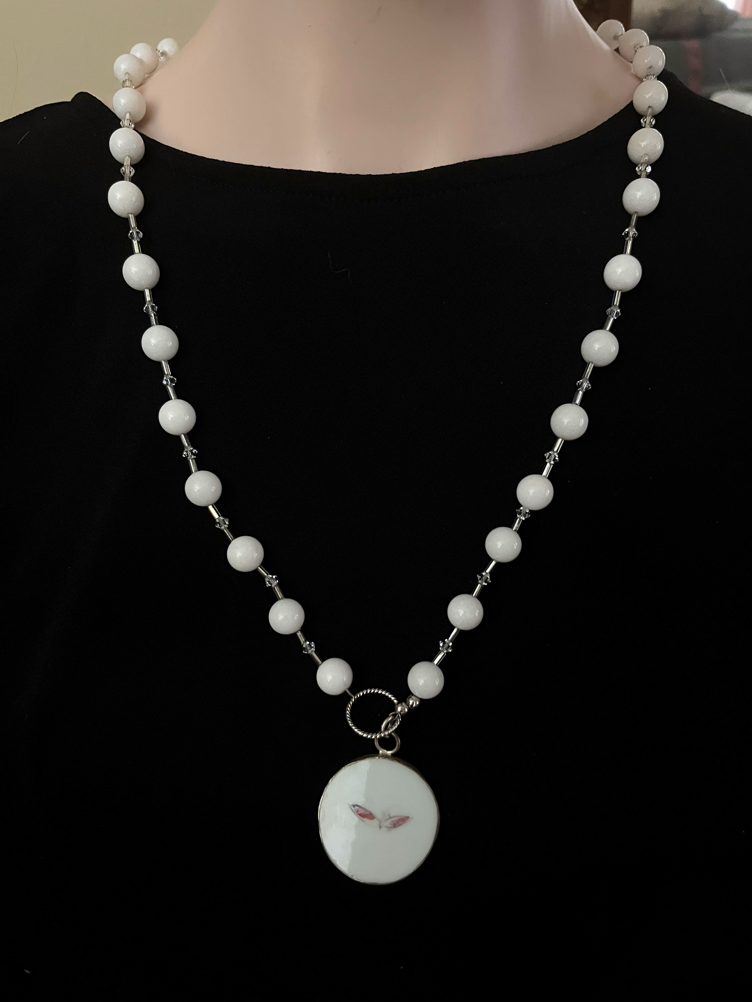 Butterfly Pendant on Beaded Necklace