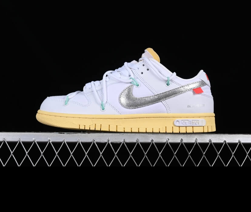 Off White x NK dunk low total white