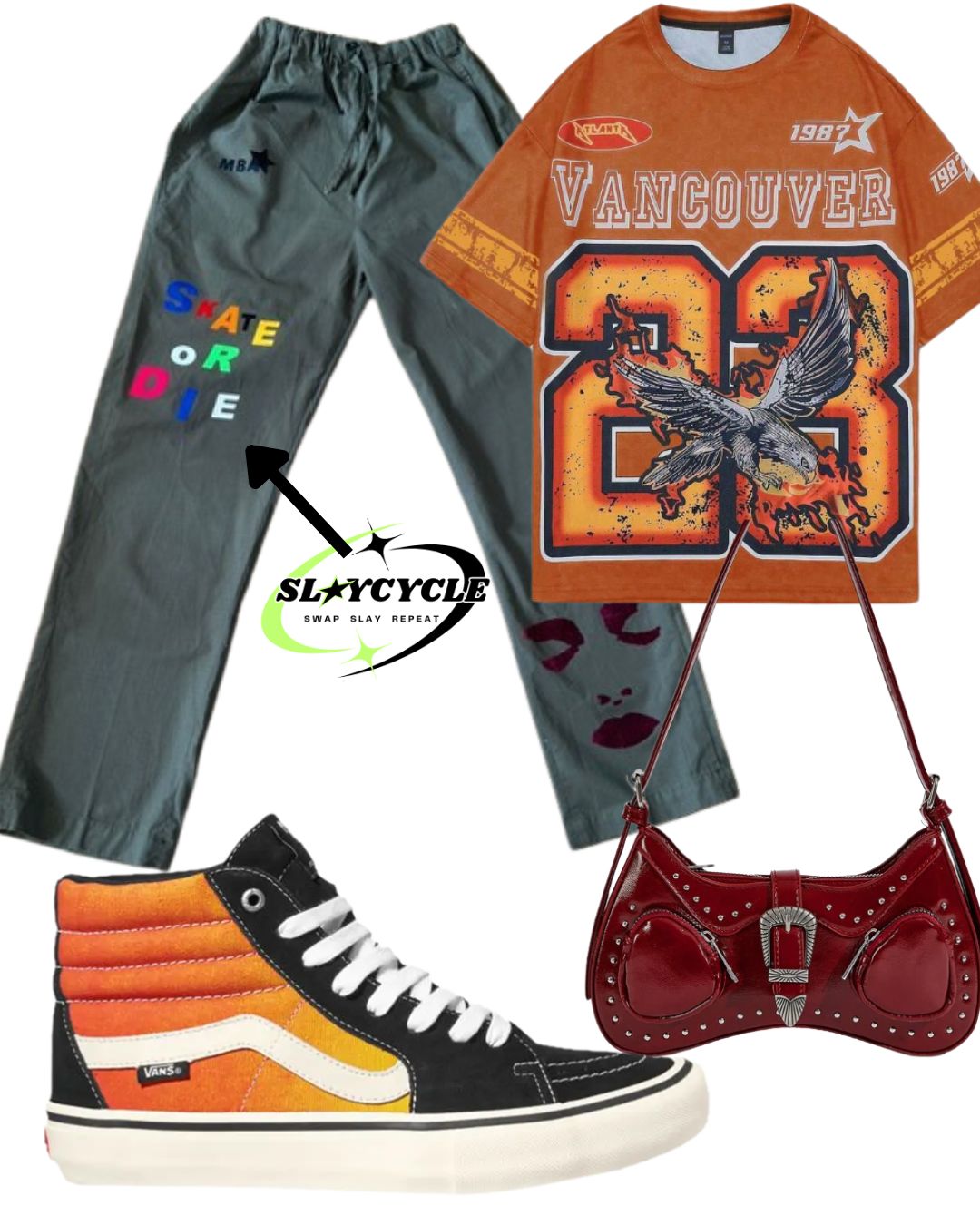 Khaki green 'skater' trousers - Size M/L