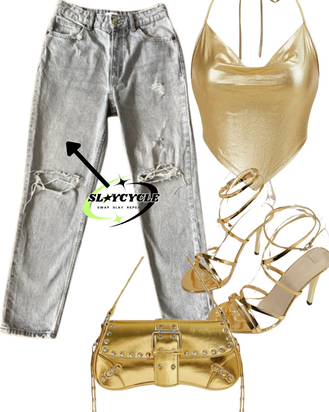 Grey ripped jeans - size 10 UK ZARA