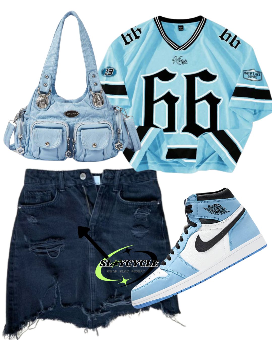 Black denim distressed skirt - size XS-S Bershka