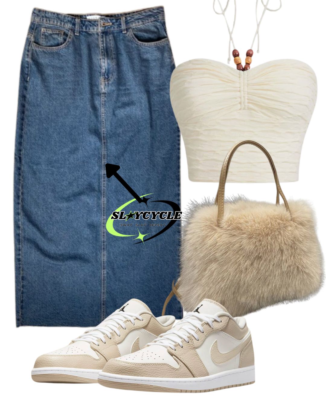 Denim maxi skirt - size  10-12 UK