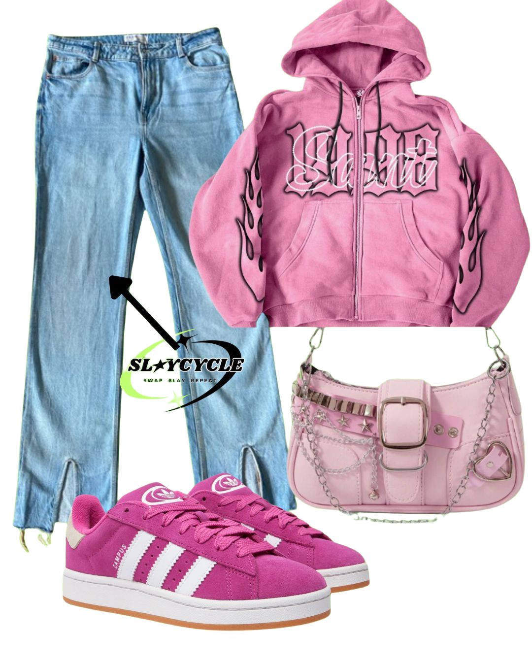 Denim jean bottom slit - Size 14 UK