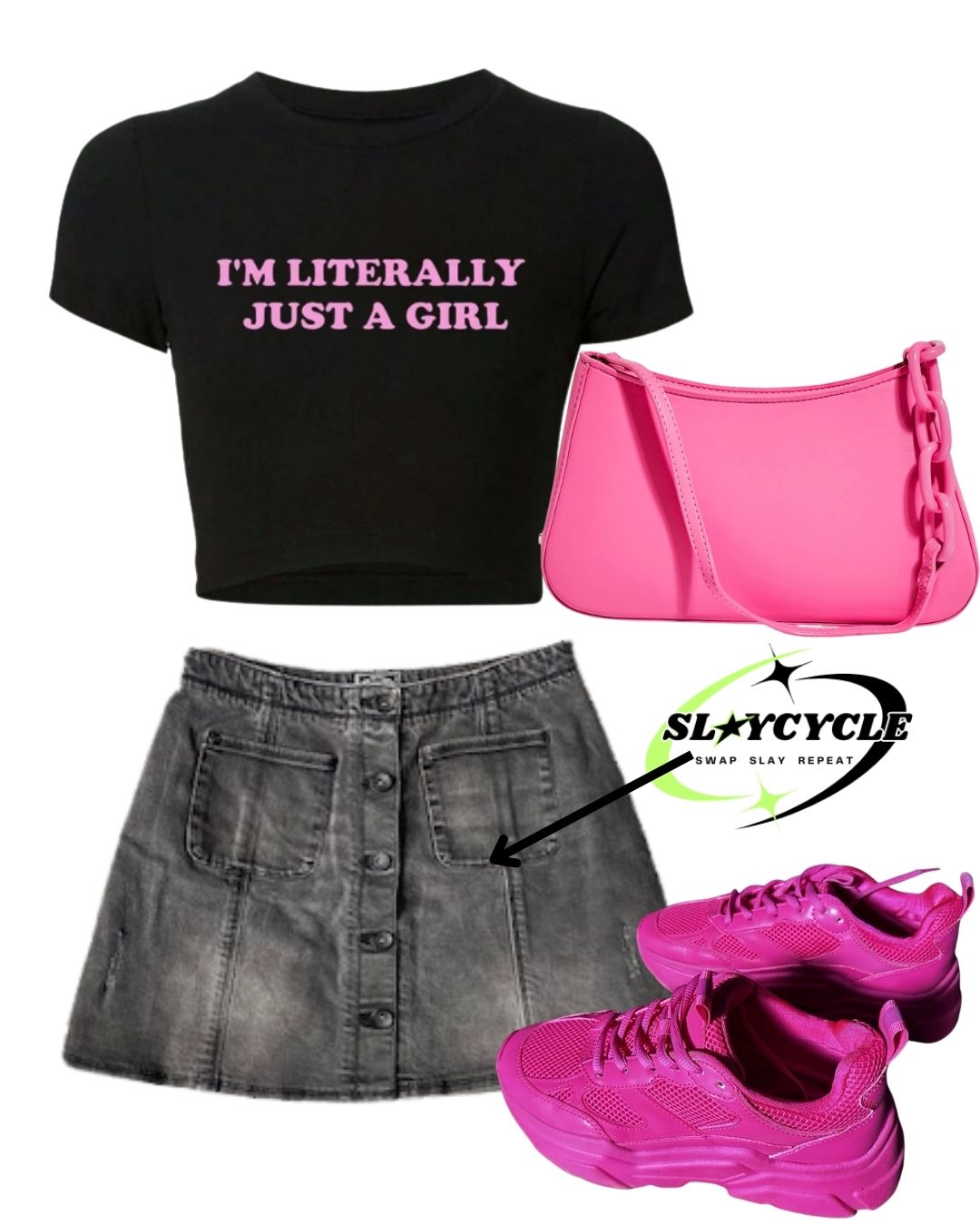 Black denim button-up skirt (SuperDry Vintage) - Small