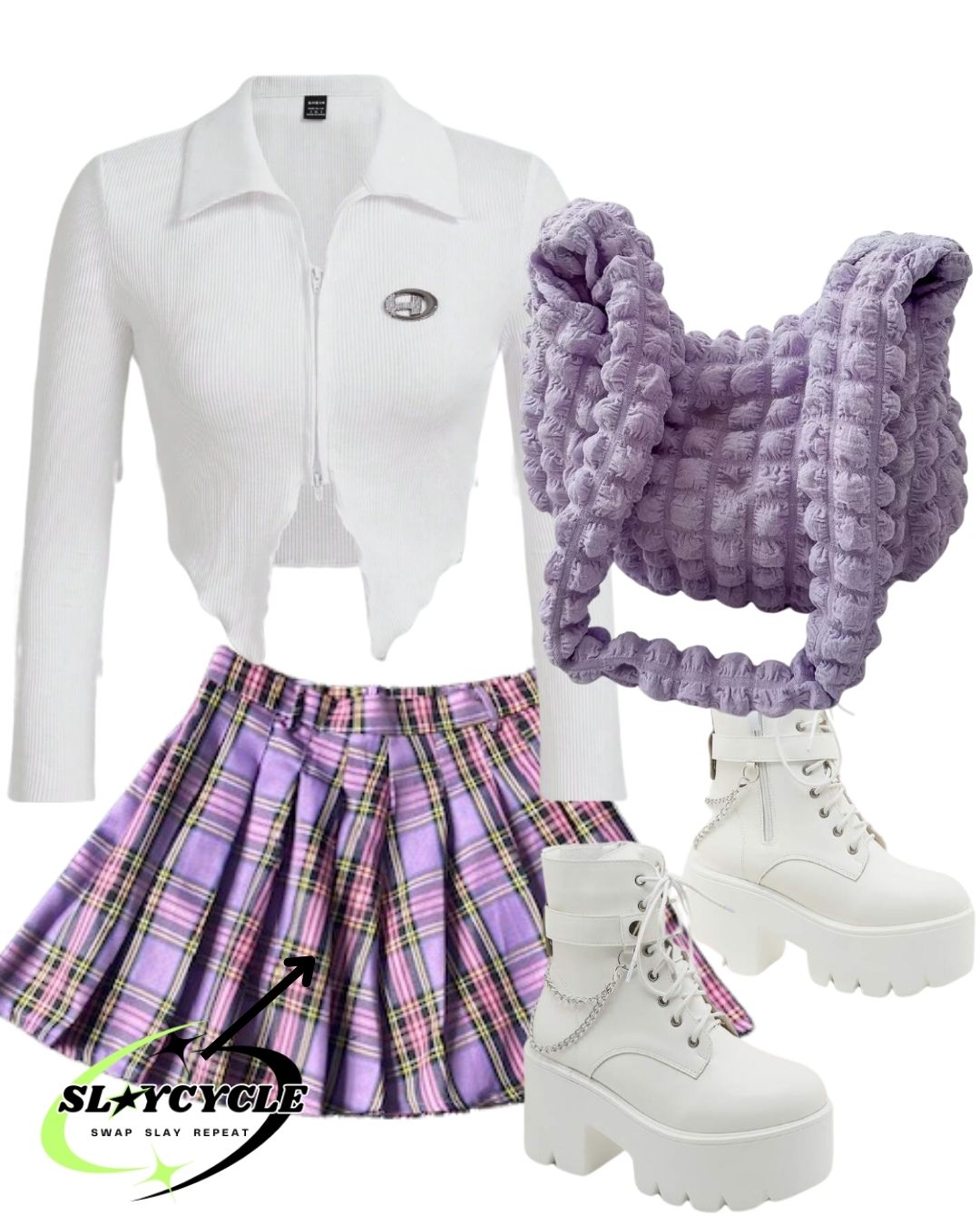 Purple/Pink pleated skirt - Small
