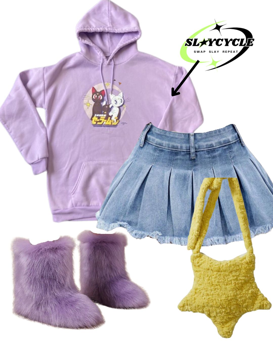 Pastel Purple anime hoodie - XL
