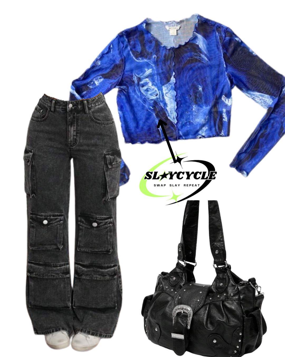 Blue Marble Mesh top (Monki) - Large