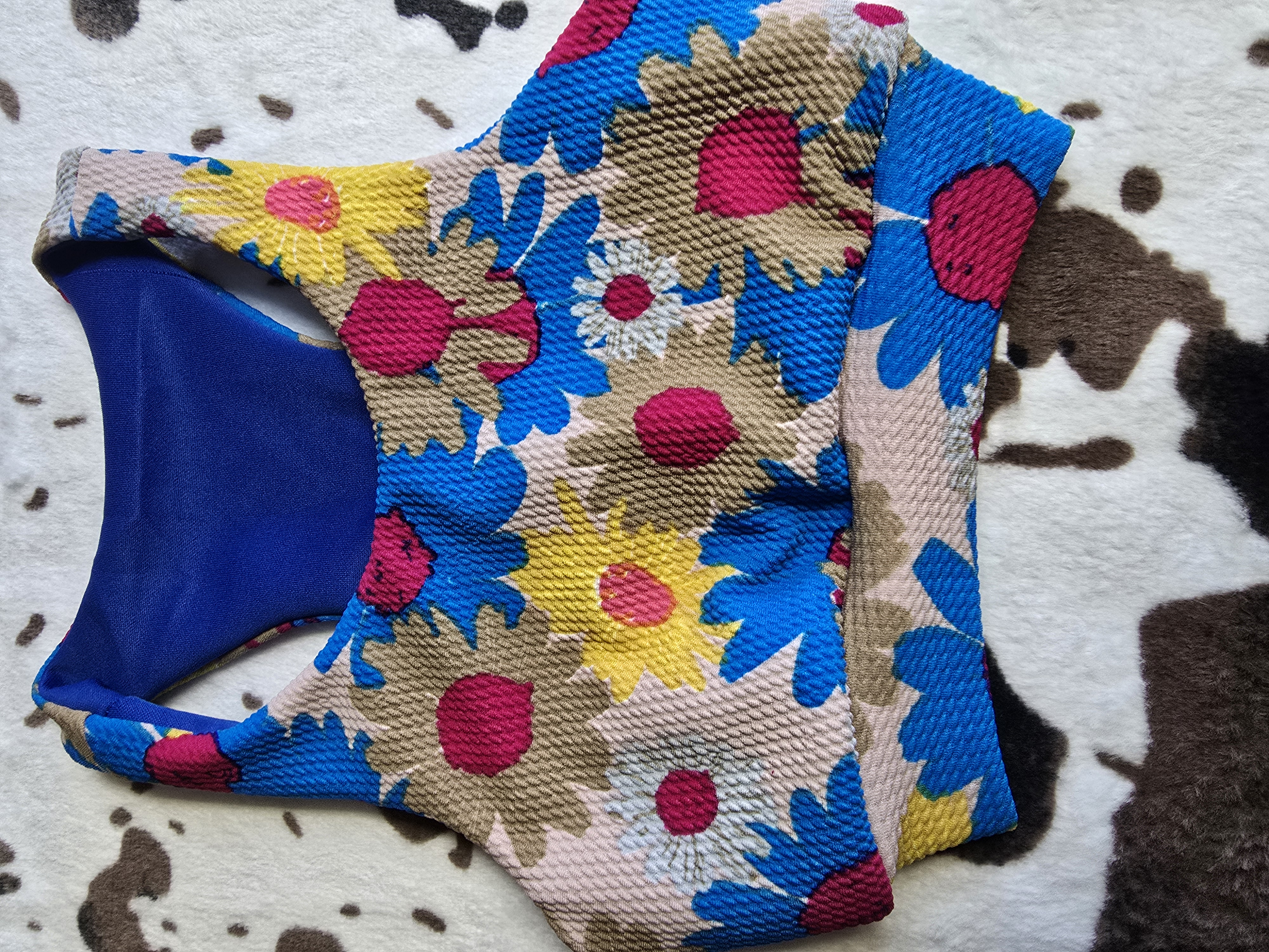 Blue Flower Sports Bra