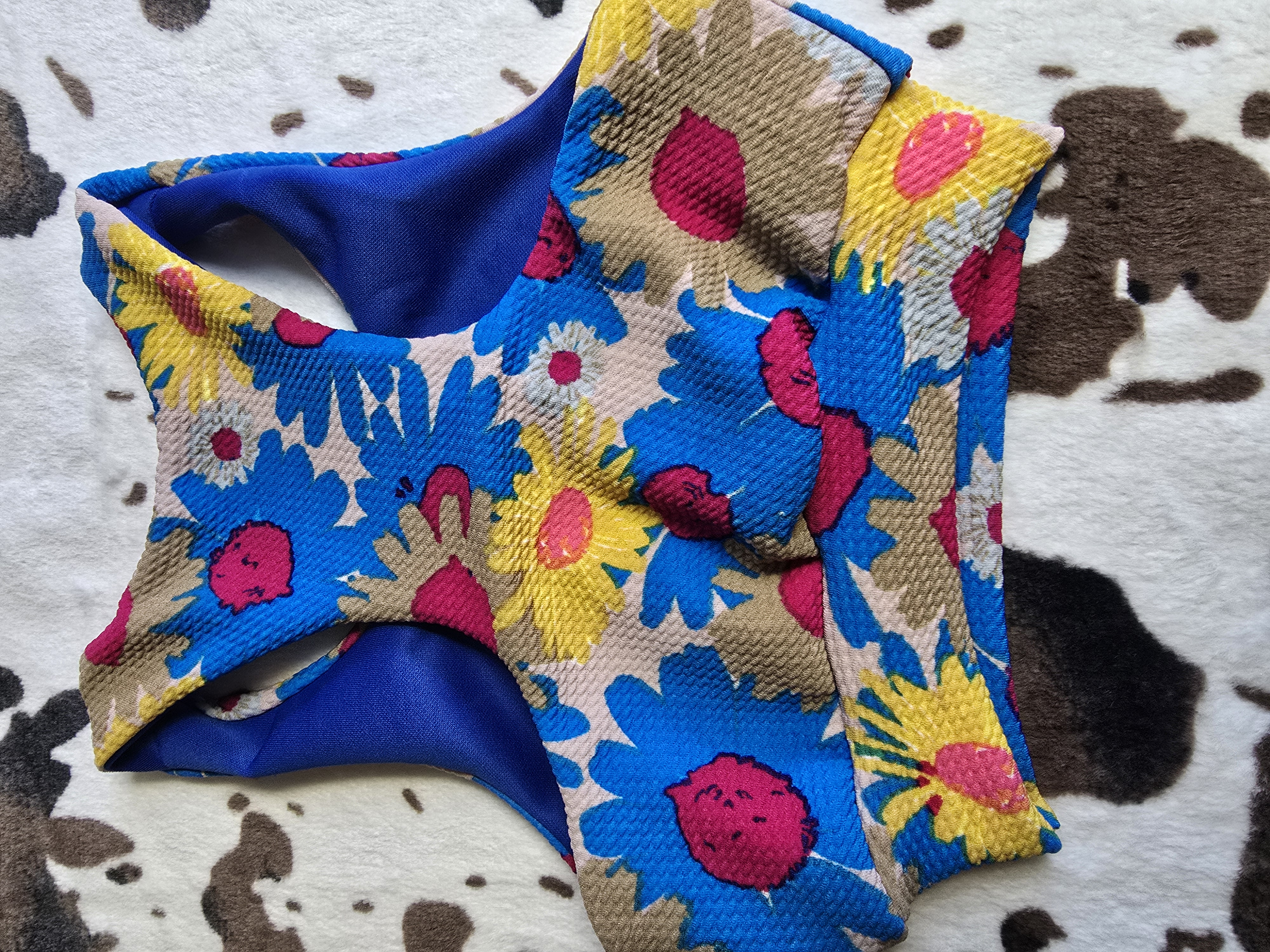Blue Flower Sports Bra