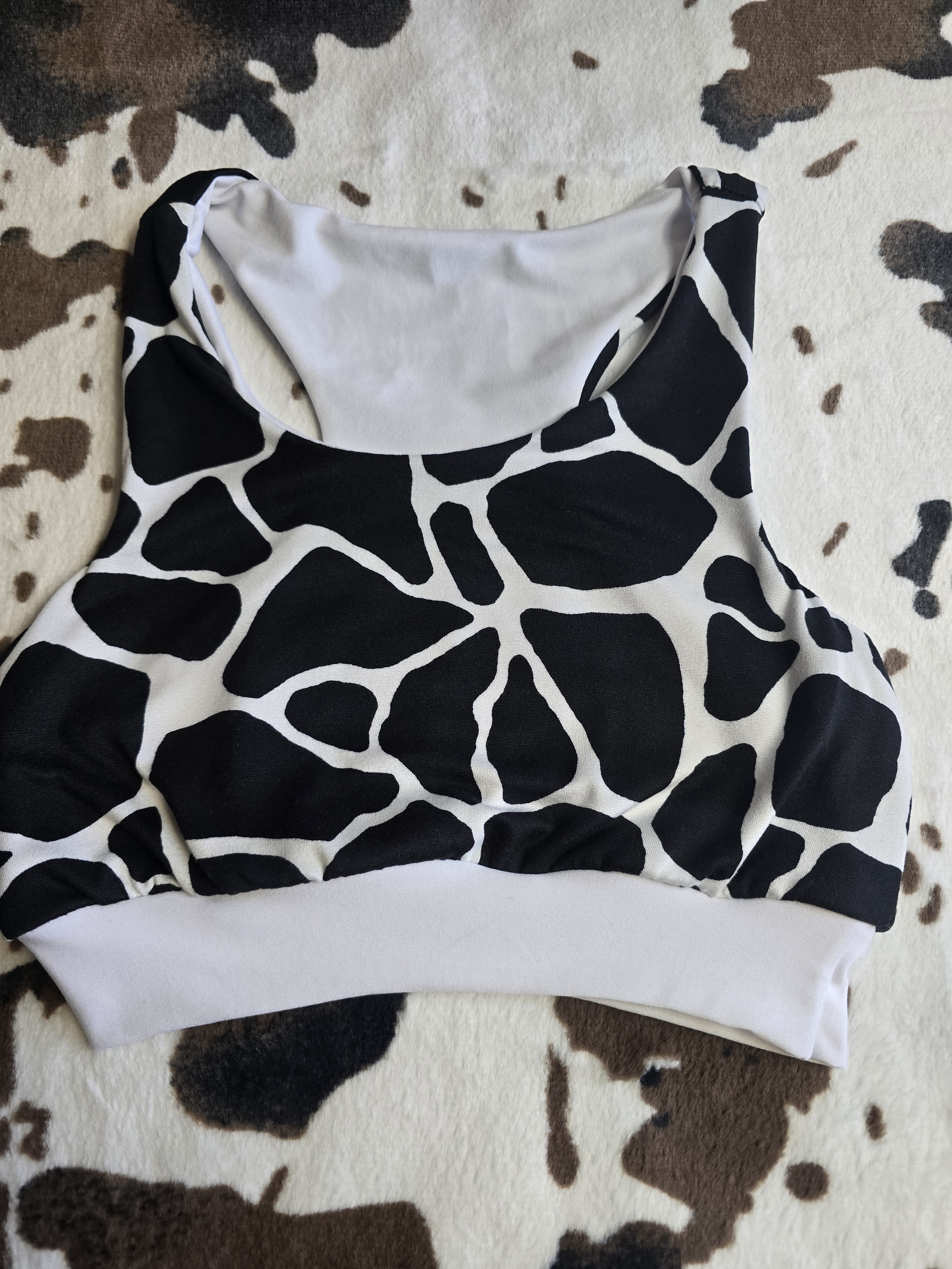 Cow Print Sports Bra