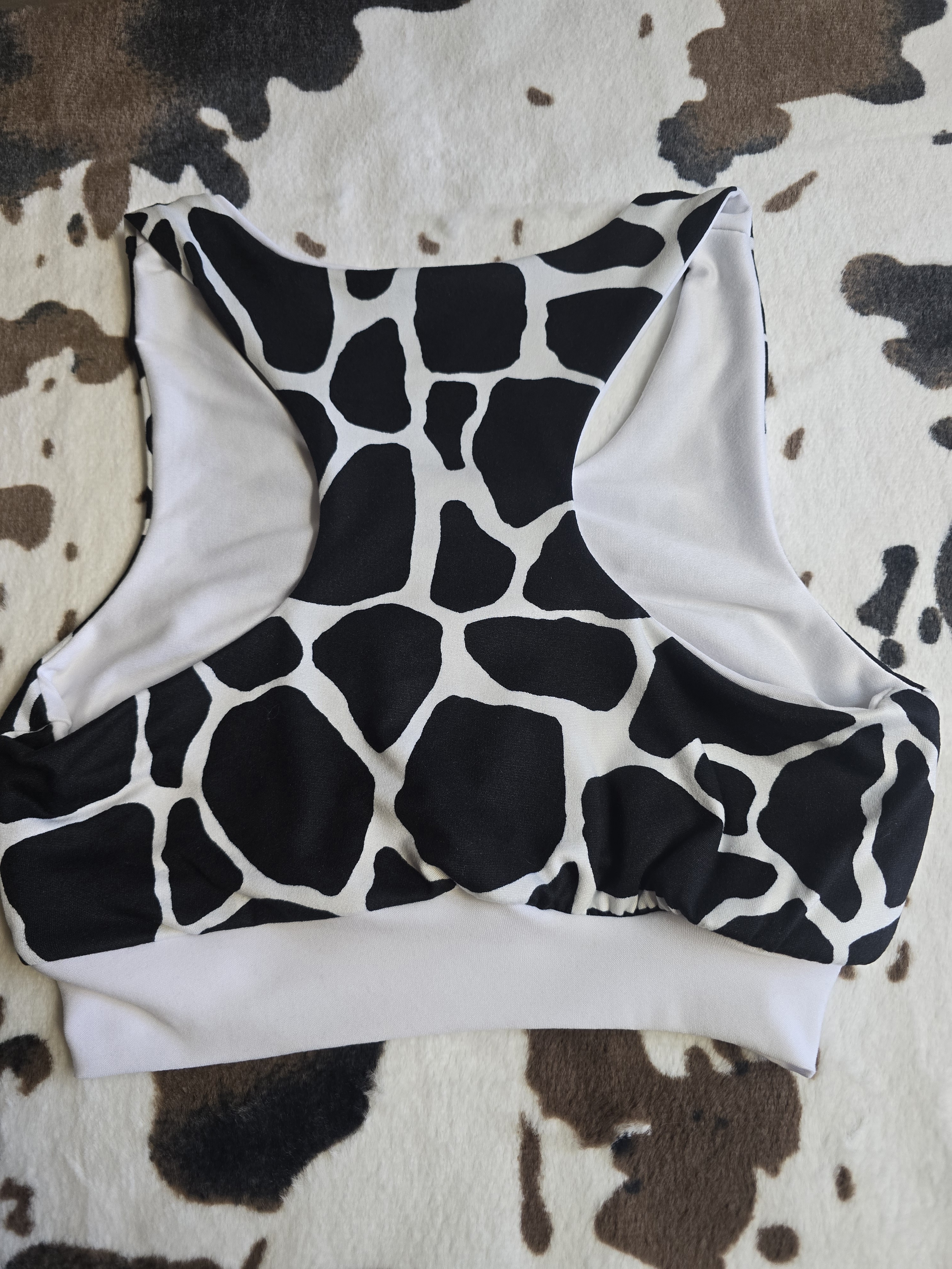 Cow Print Sports Bra