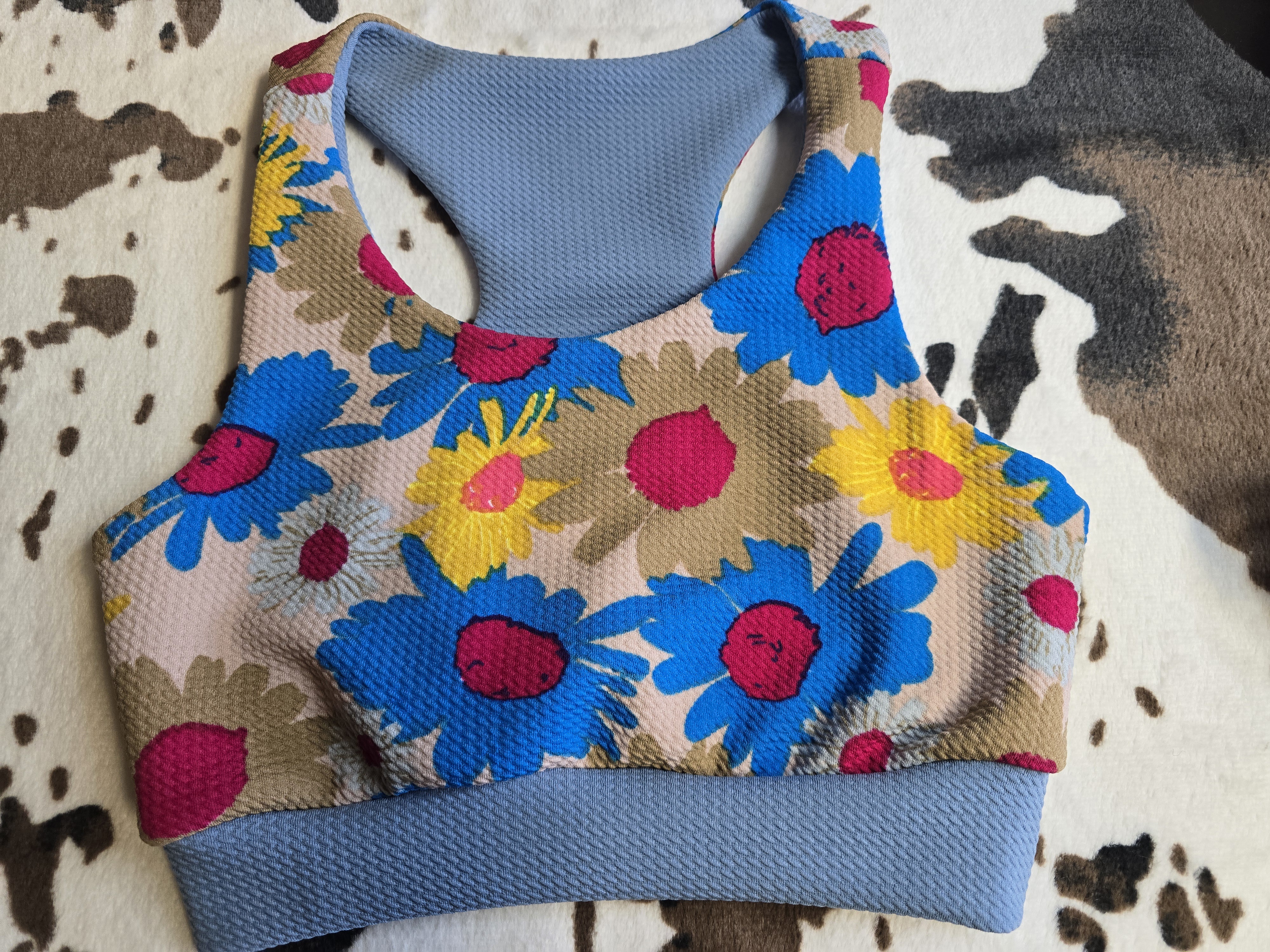 Light Blue Floral Sports Bra