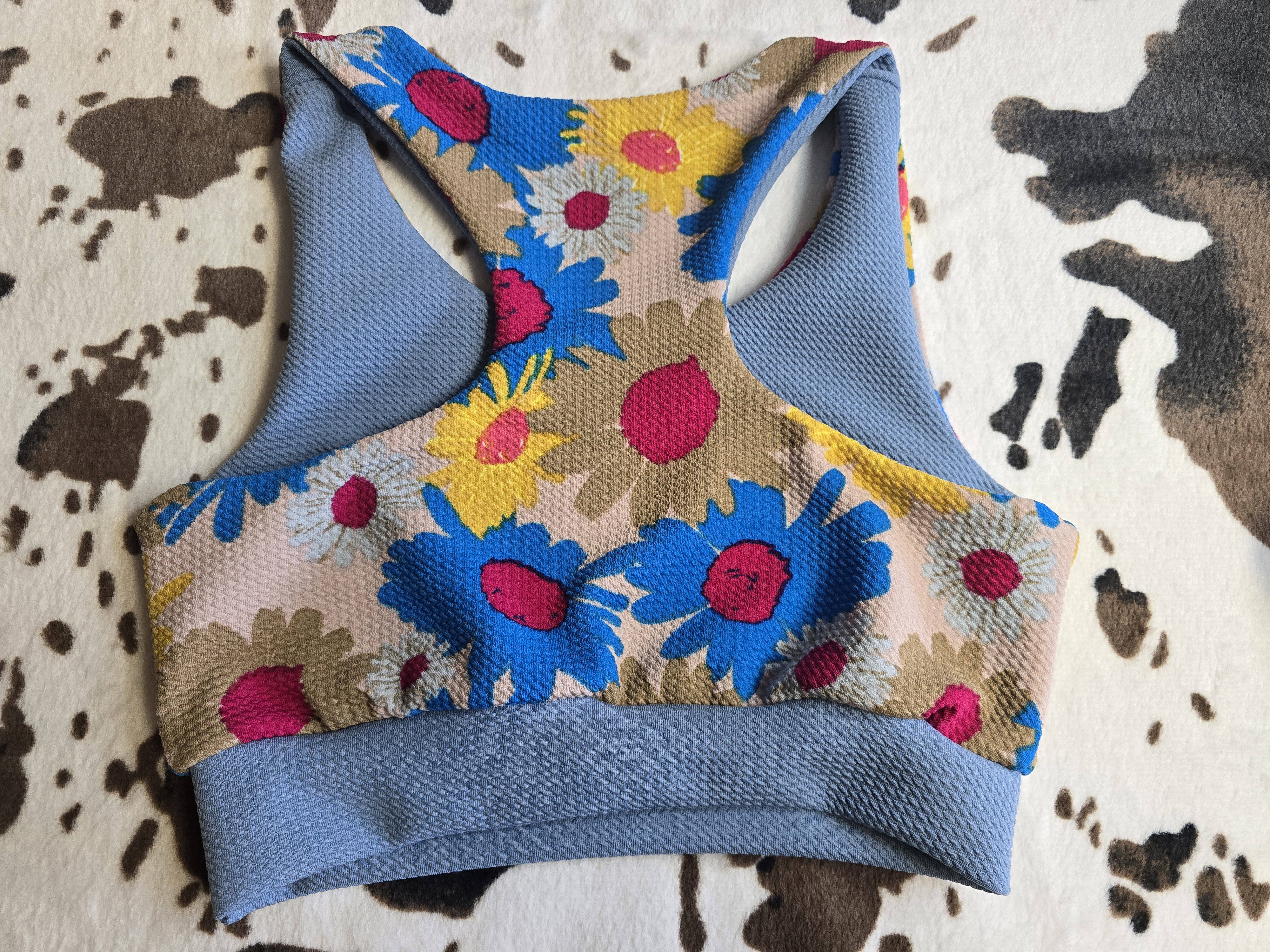 Light Blue Floral Sports Bra
