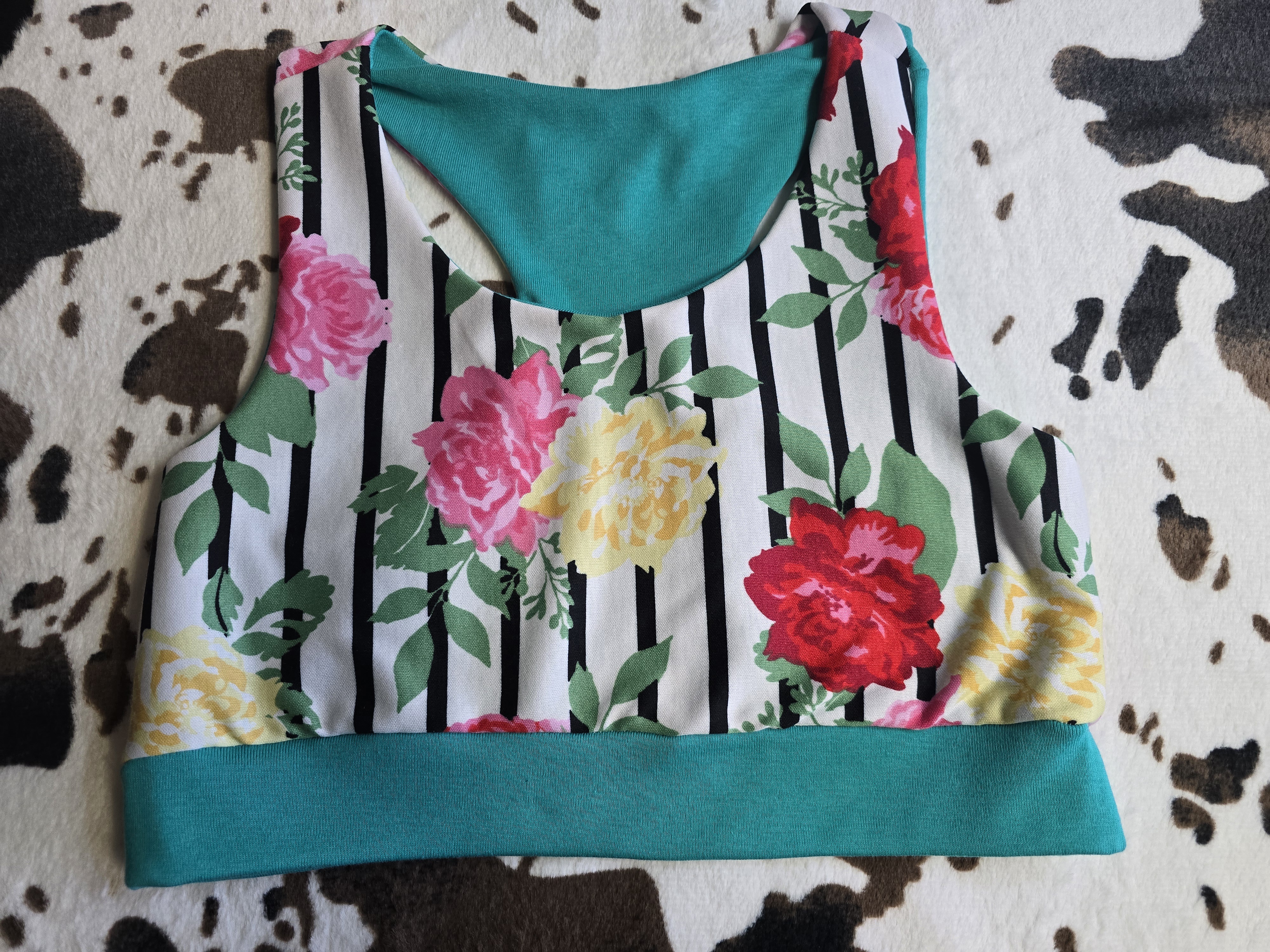 Teal Flower Sports Bra