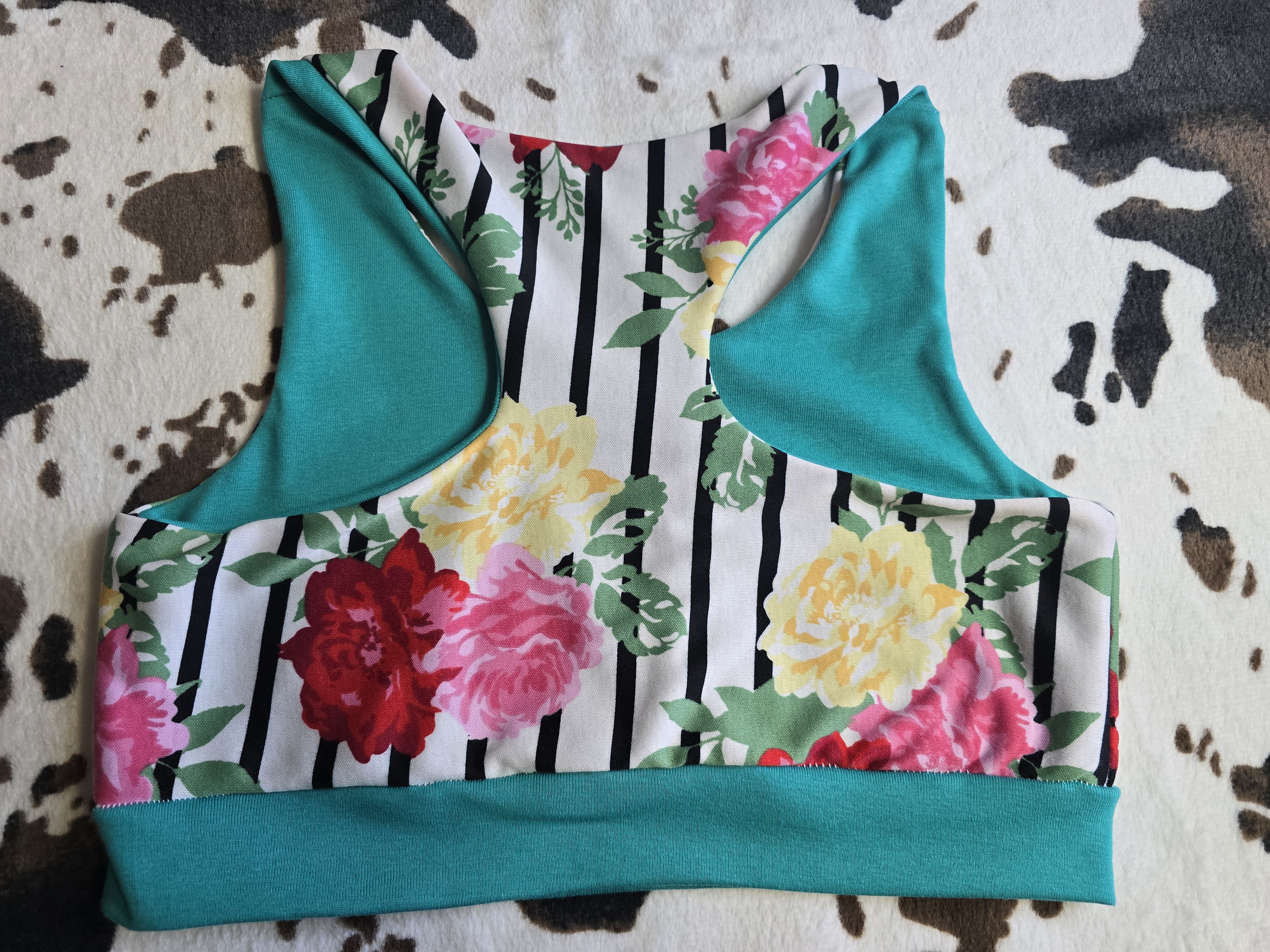 Teal Flower Sports Bra
