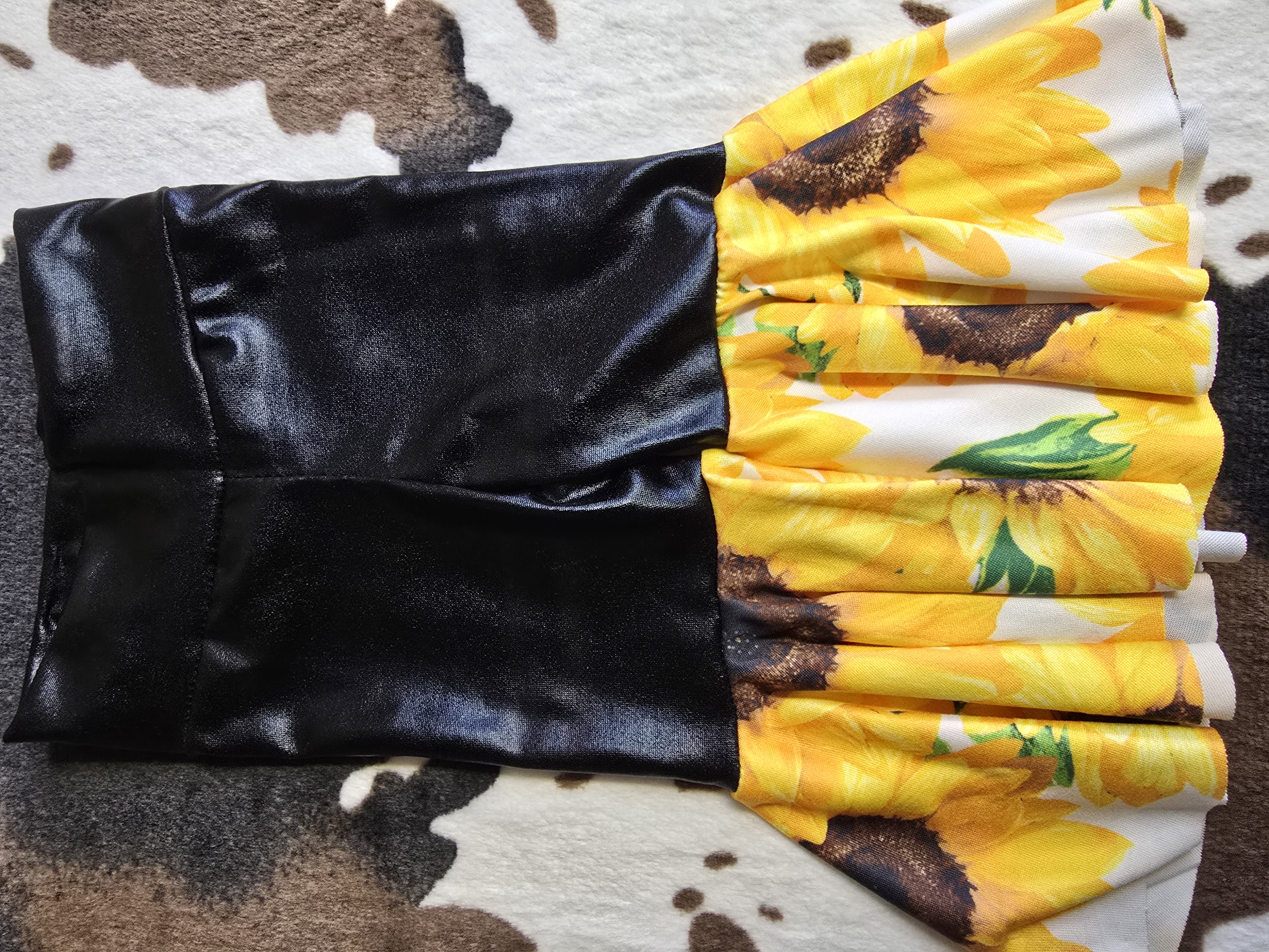 Black Pleather Sunflower Bells
